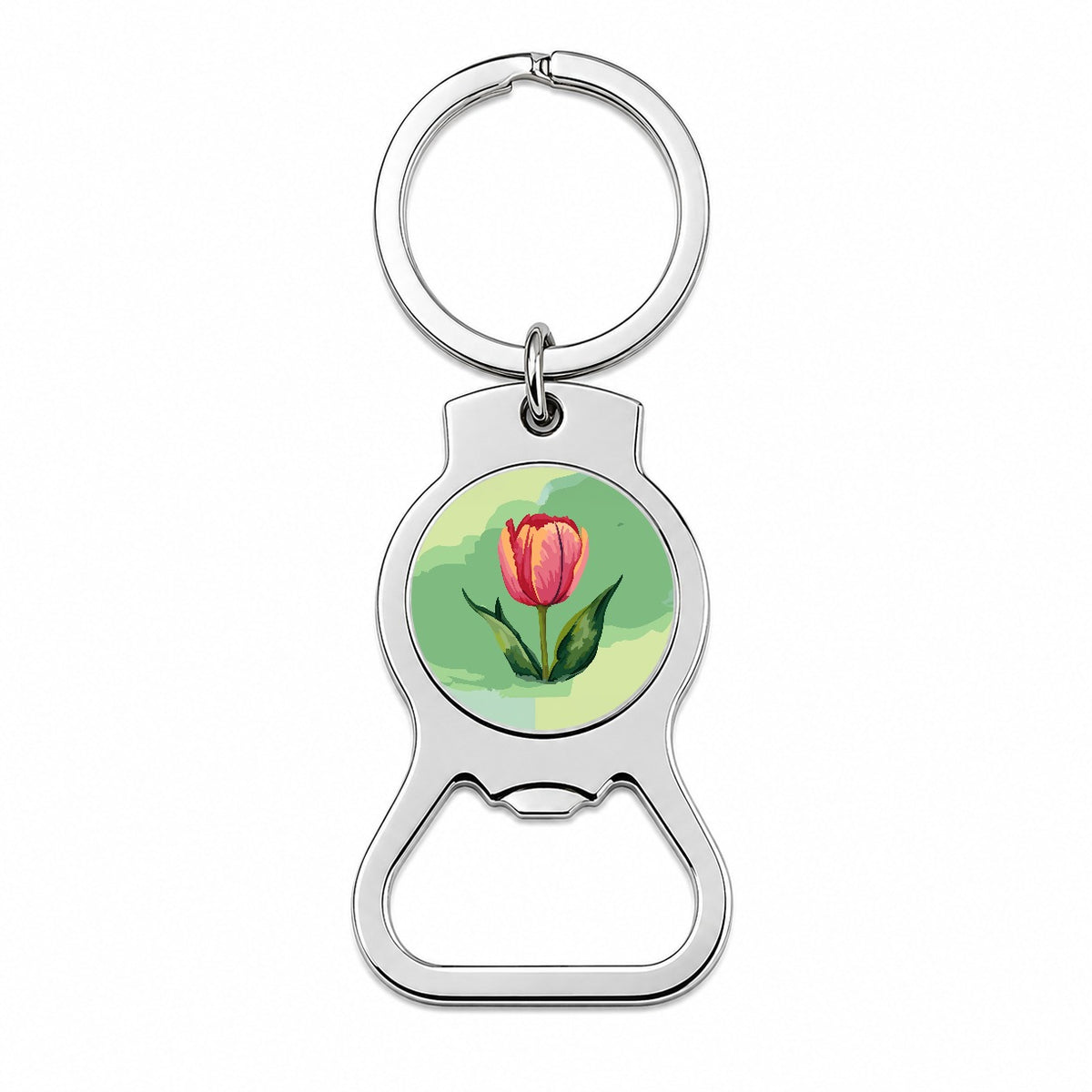 Tulip Flower Watercolor Bottle Opener Keychain