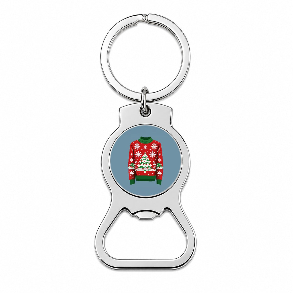 Ugly Christmas Sweater Tree Bottle Opener Keychain