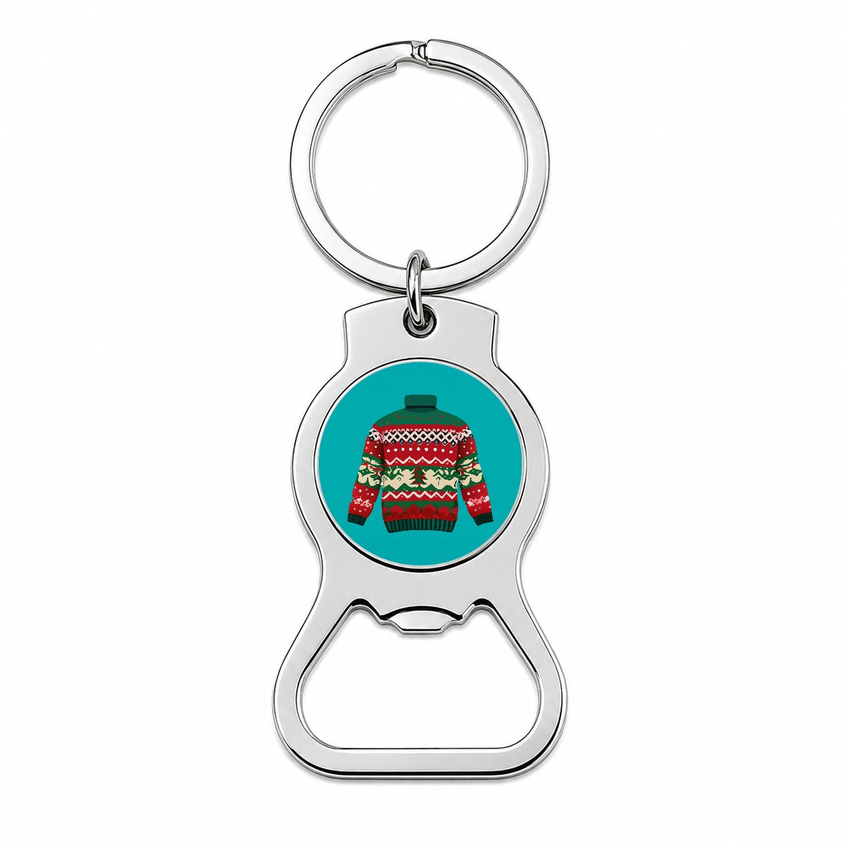 Ugly Christmas Sweater Bottle Opener Keychain