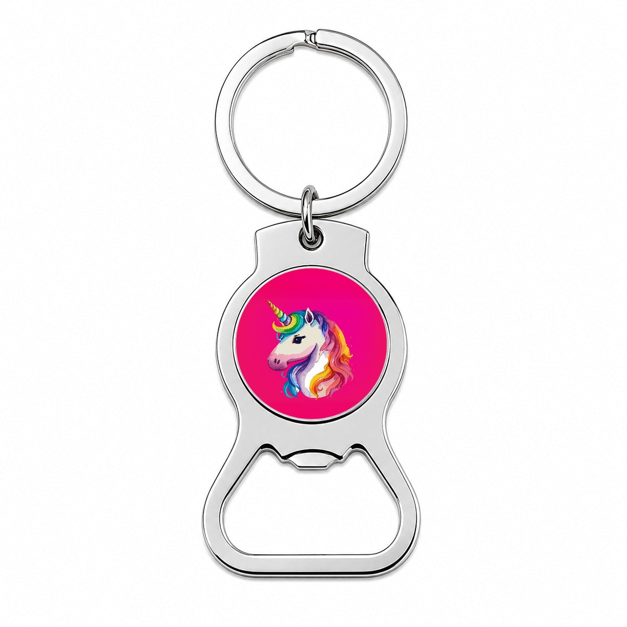 Unicorn Rainbow Hair Horn Bottle Opener Keychain