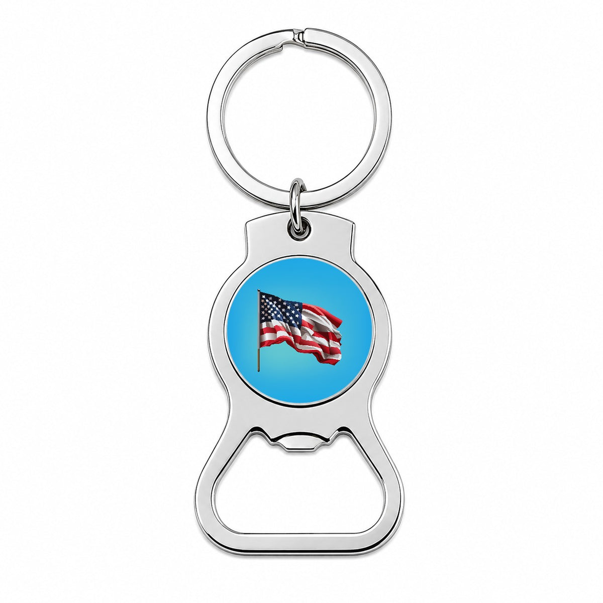 USA Flag American Waving Bottle Opener Keychain