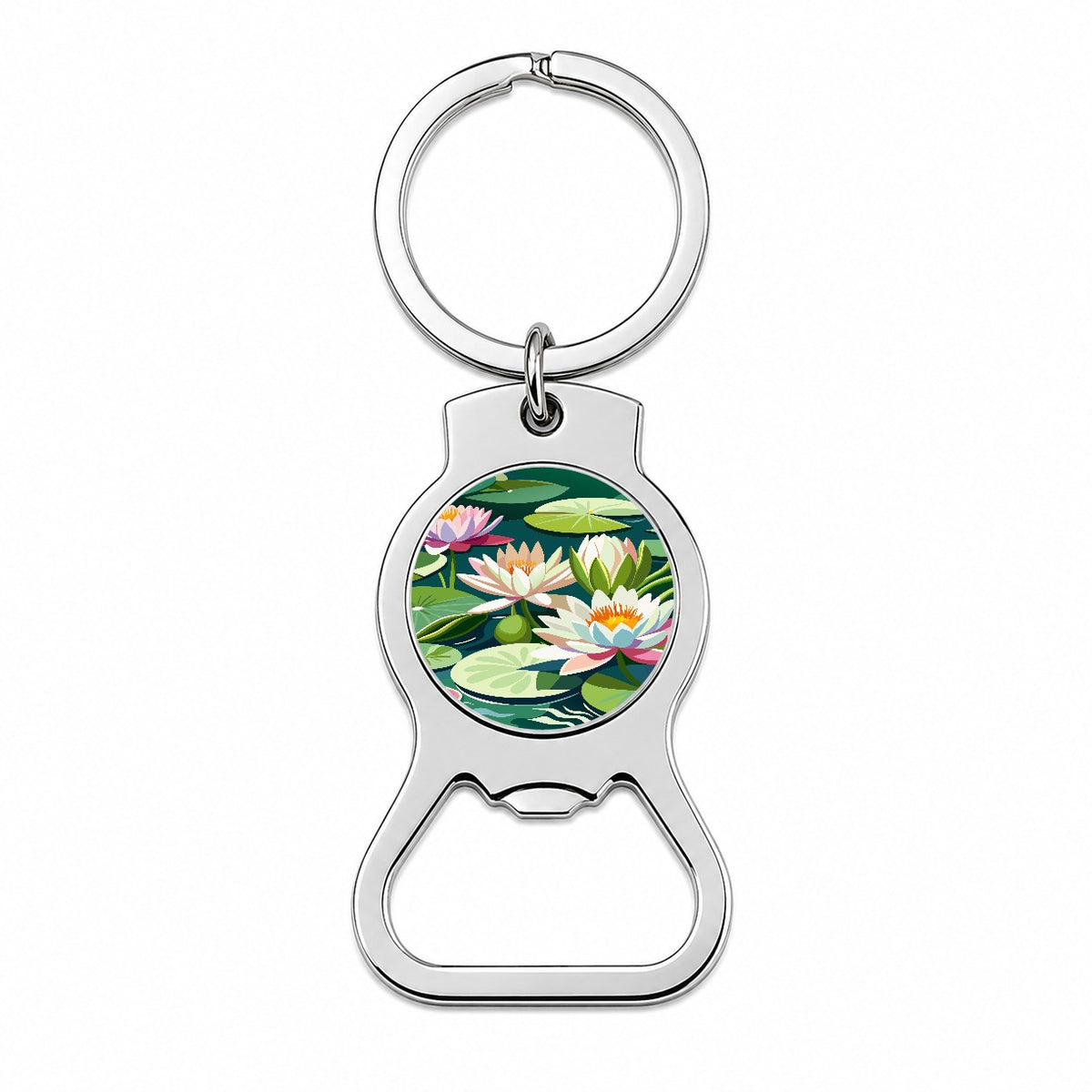 Water Lilies Lily Pond Bottle Opener Keychain