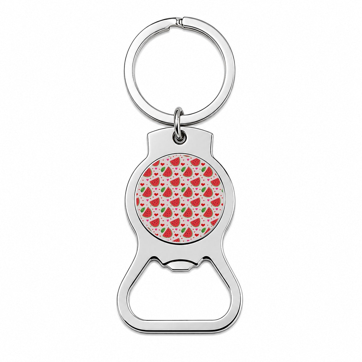 Watermelon Hearts Pattern Bottle Opener Keychain
