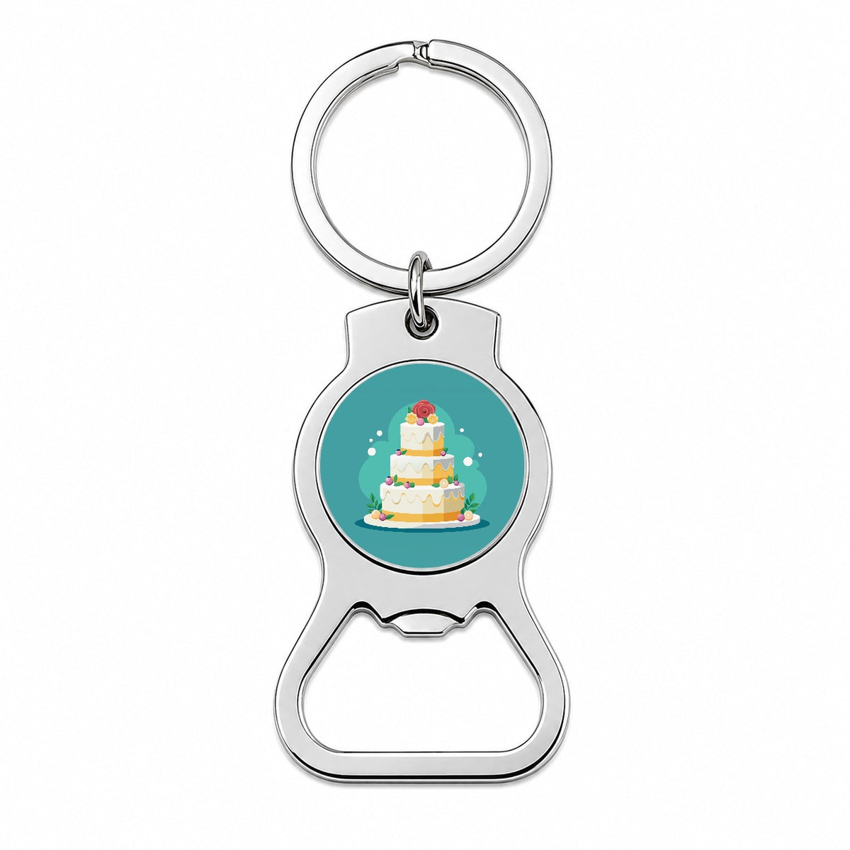 Wedding Cake Marriage Love Anniversary Bottle Opener Keychain