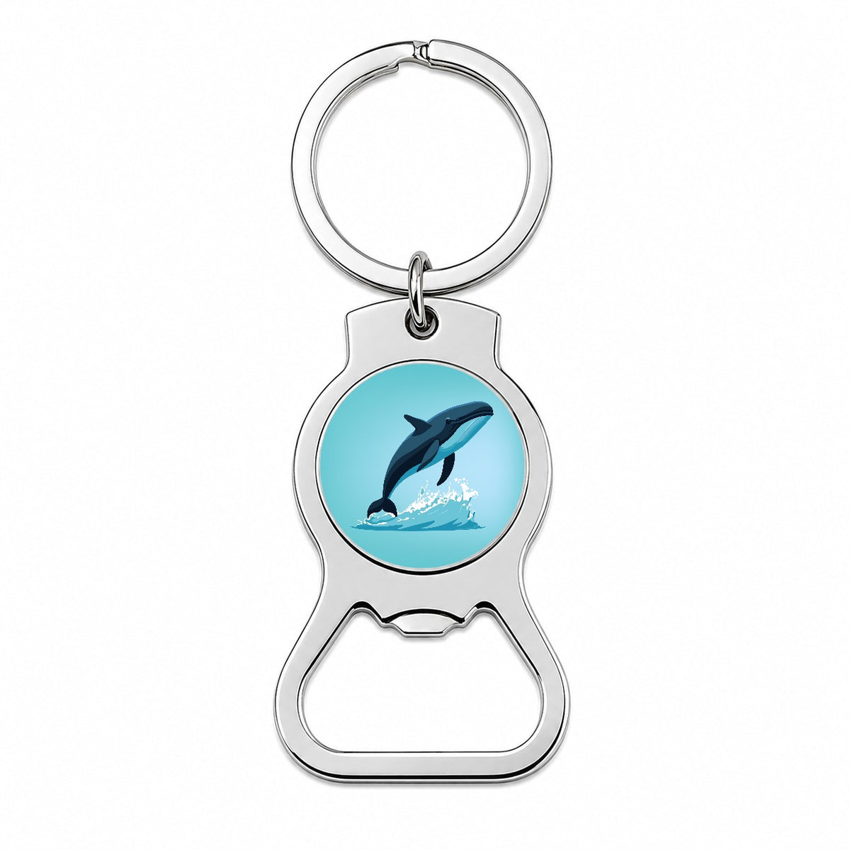 Whale Jumping Out of Water Bottle Opener Keychain