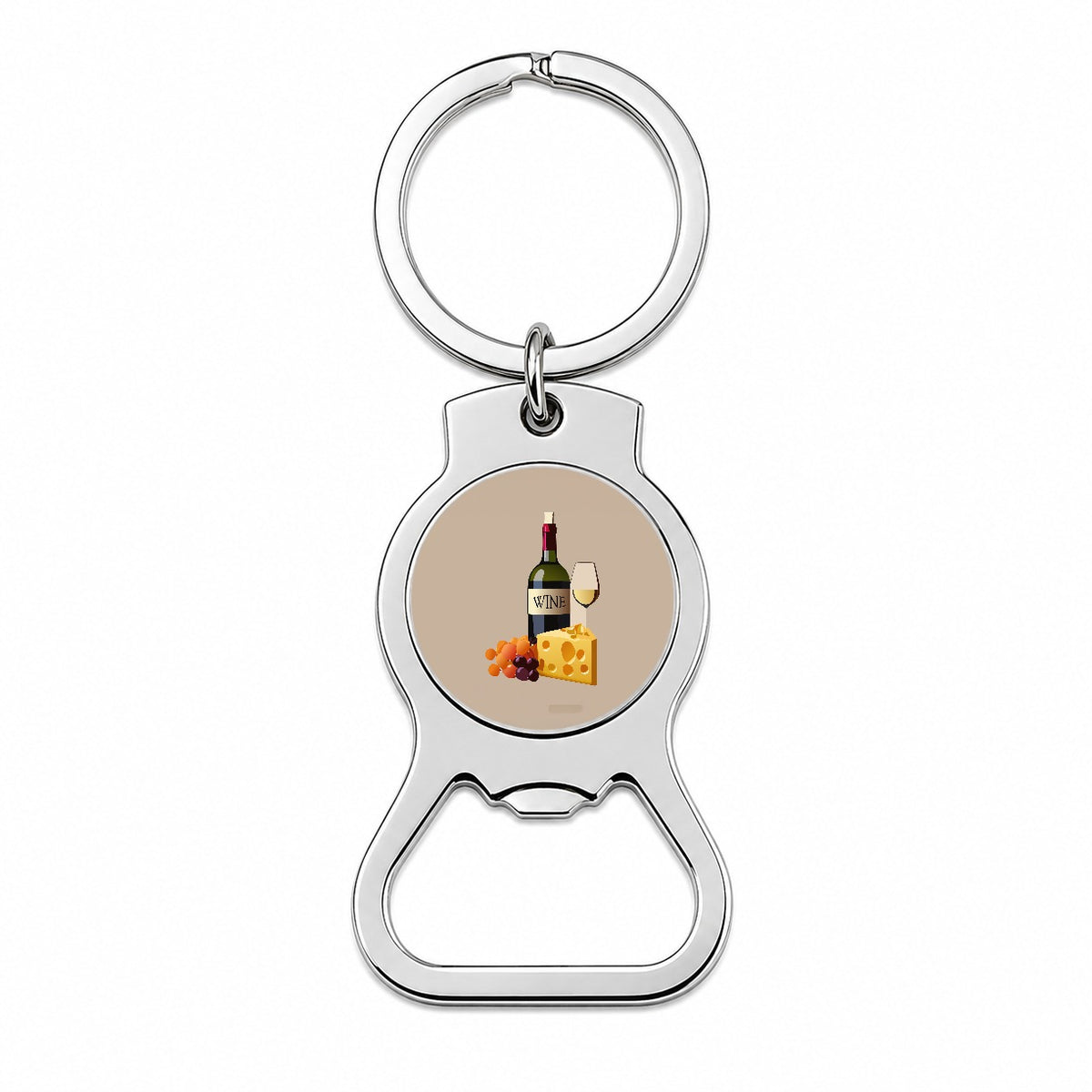 Wine Cheese Grapes Bottle Opener Keychain
