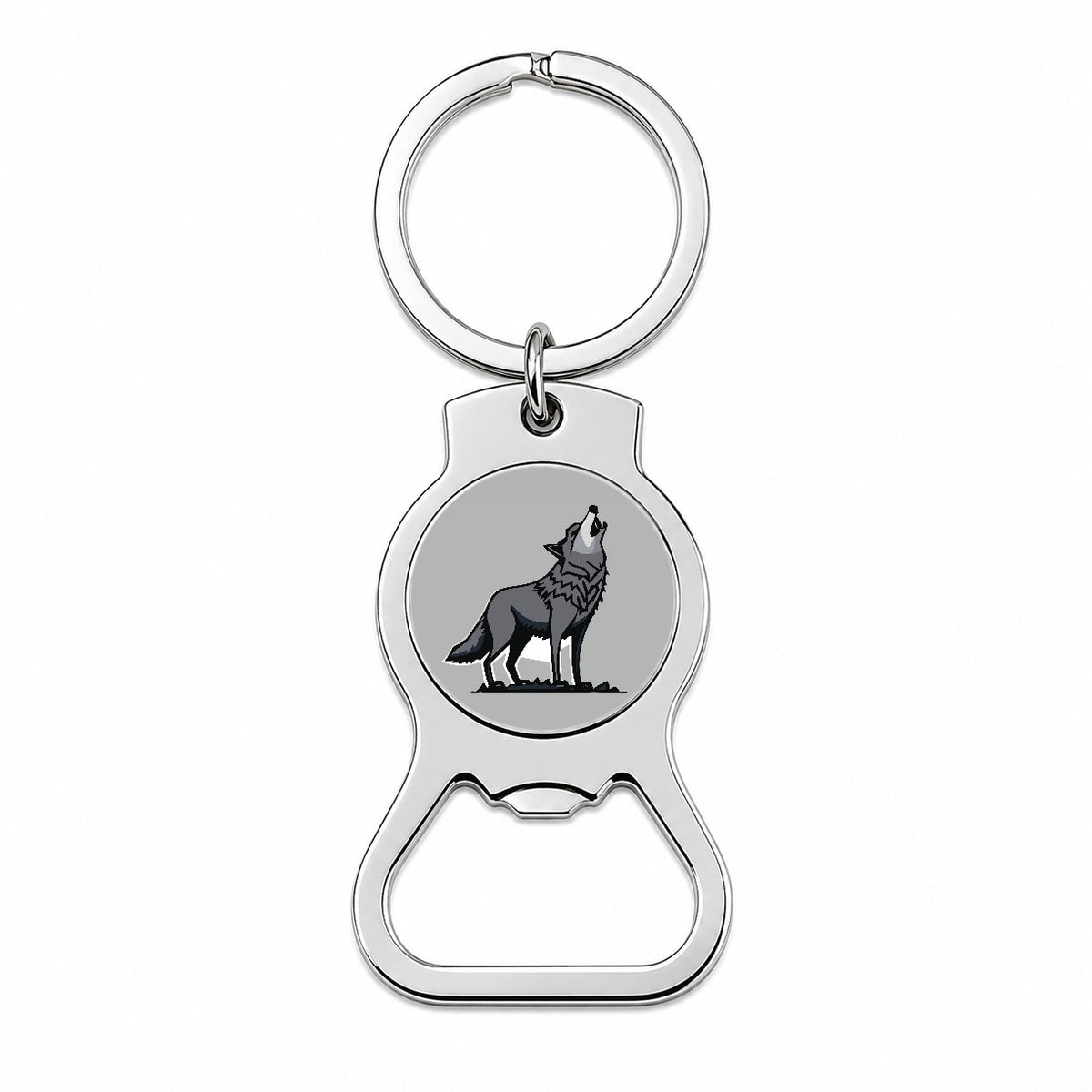 Wolf Howling Bottle Opener Keychain