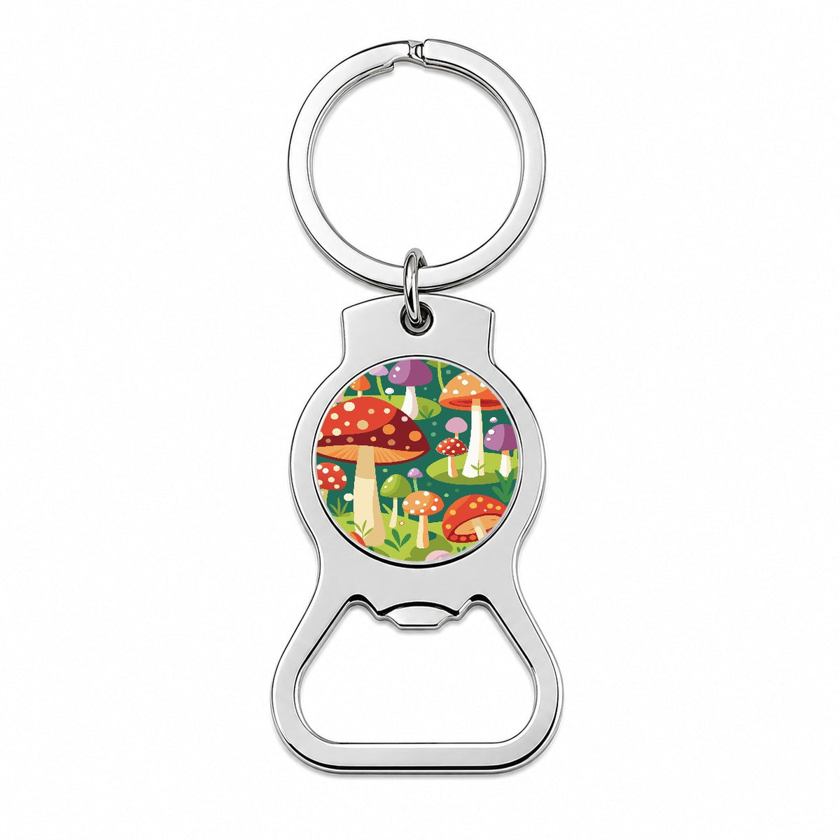 Woodland Mushrooms in the Forest Scattered Bottle Opener Keychain