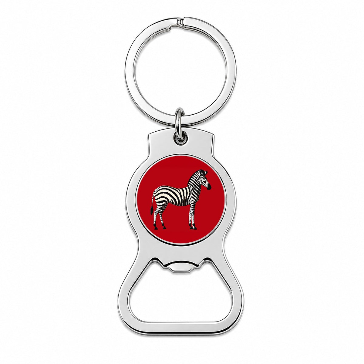 Zebra Standing Profile Bottle Opener Keychain