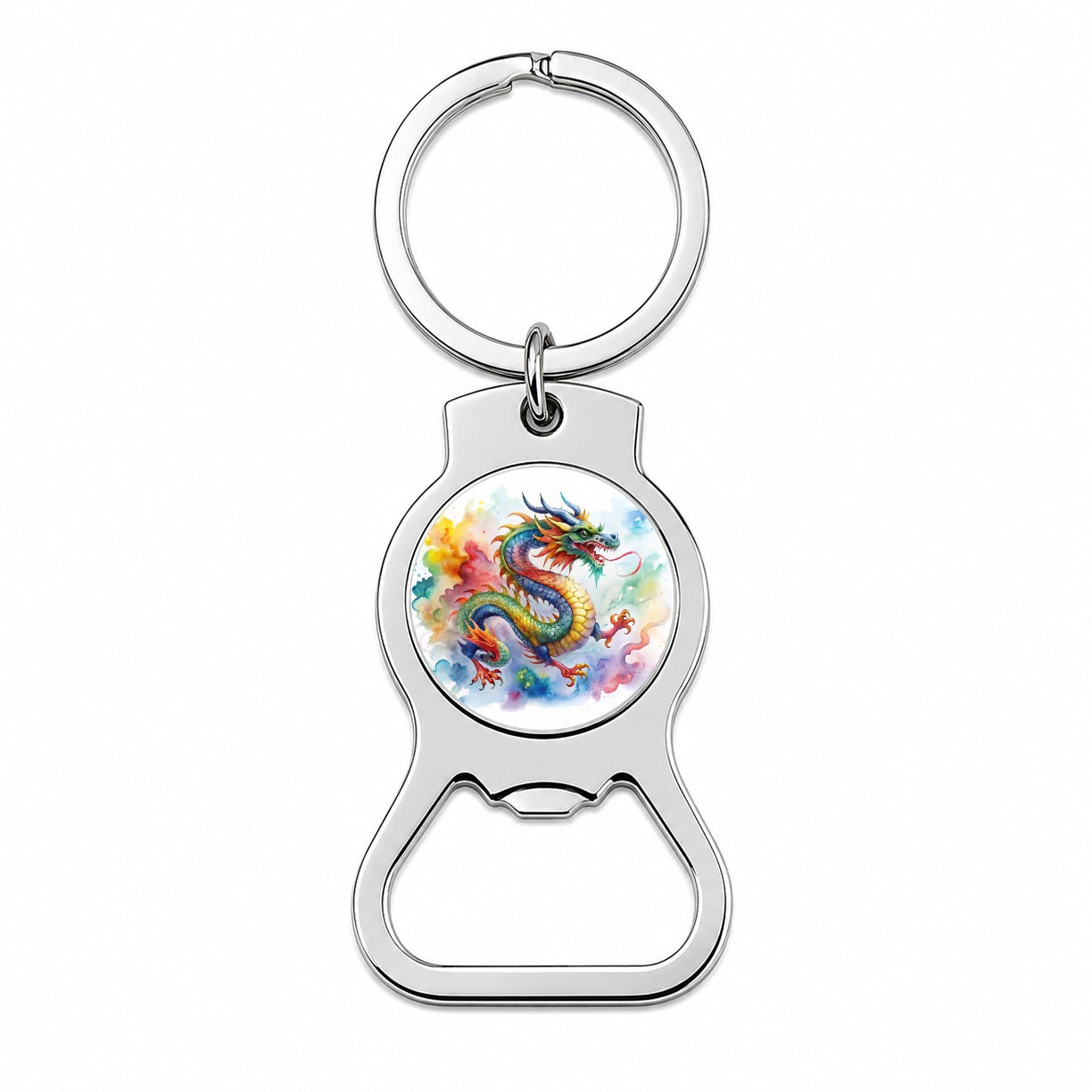 Asian Dragon Watercolor Design Bottle Opener Keychain