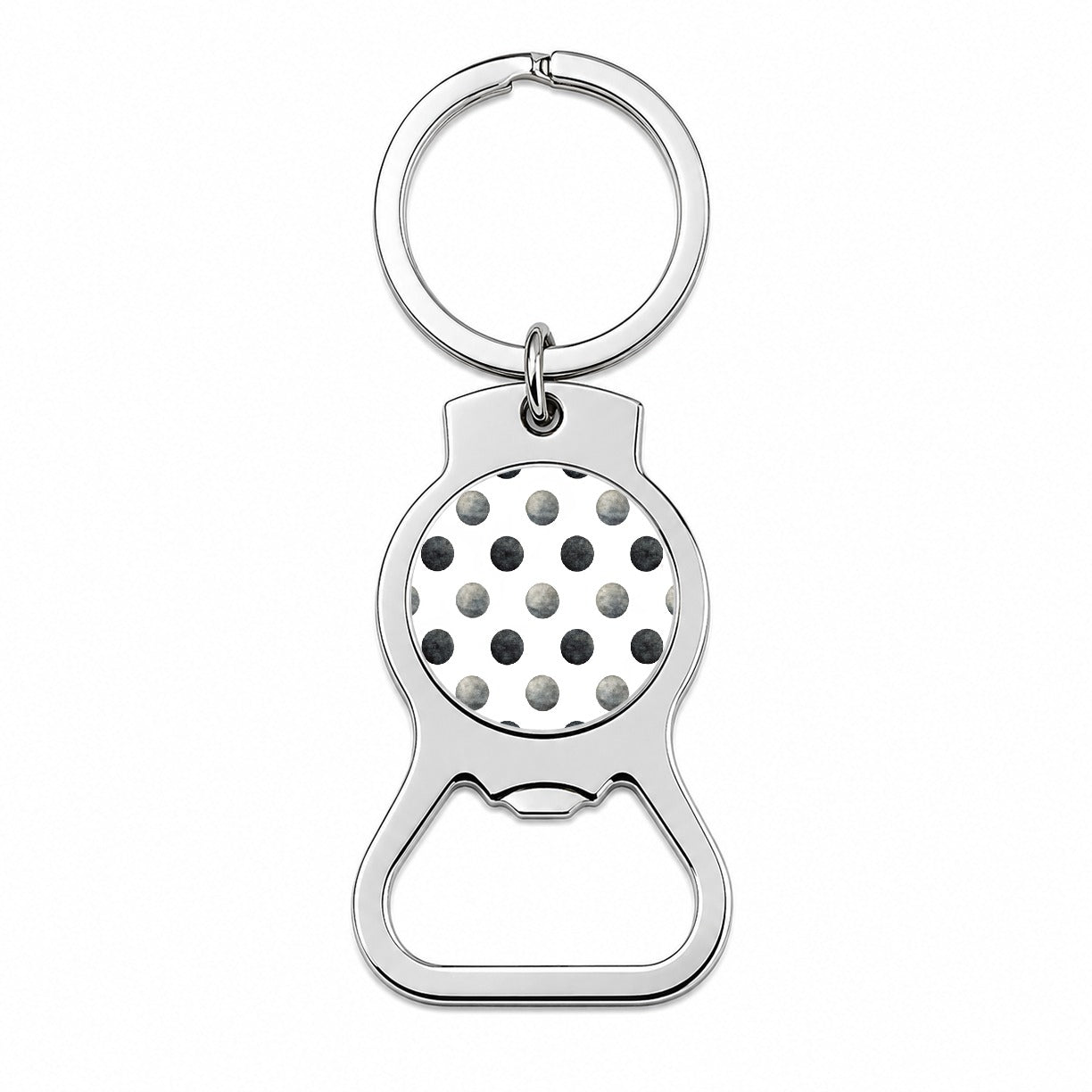 Black Polka Dots White Background Bottle Opener Keychain