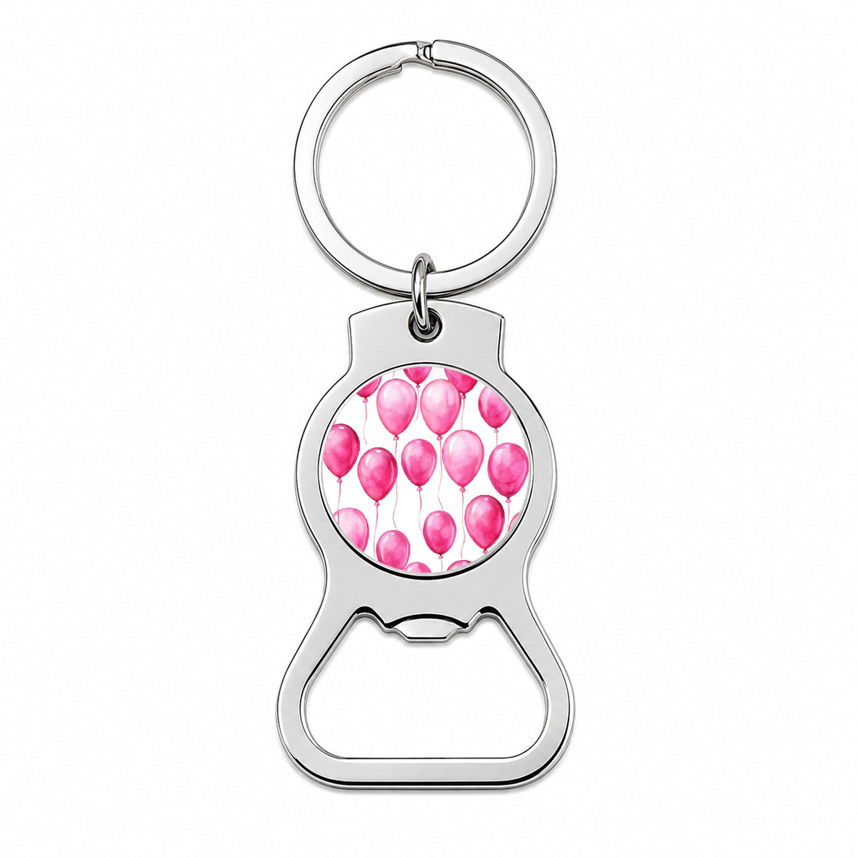 Bright Pink Balloons Watercolor Birthday Bottle Opener Keychain