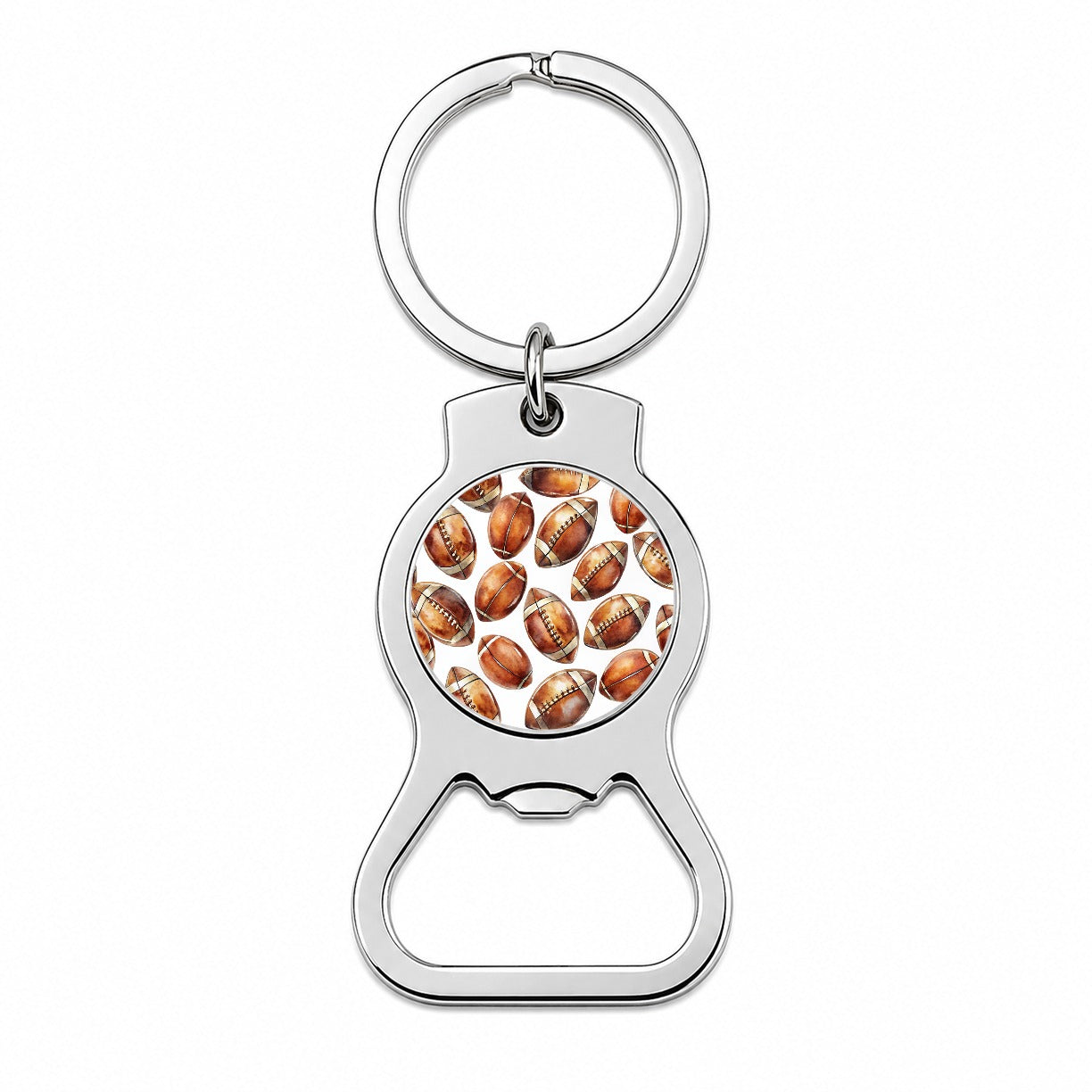 Brown Football Balls Watercolor Bottle Opener Keychain