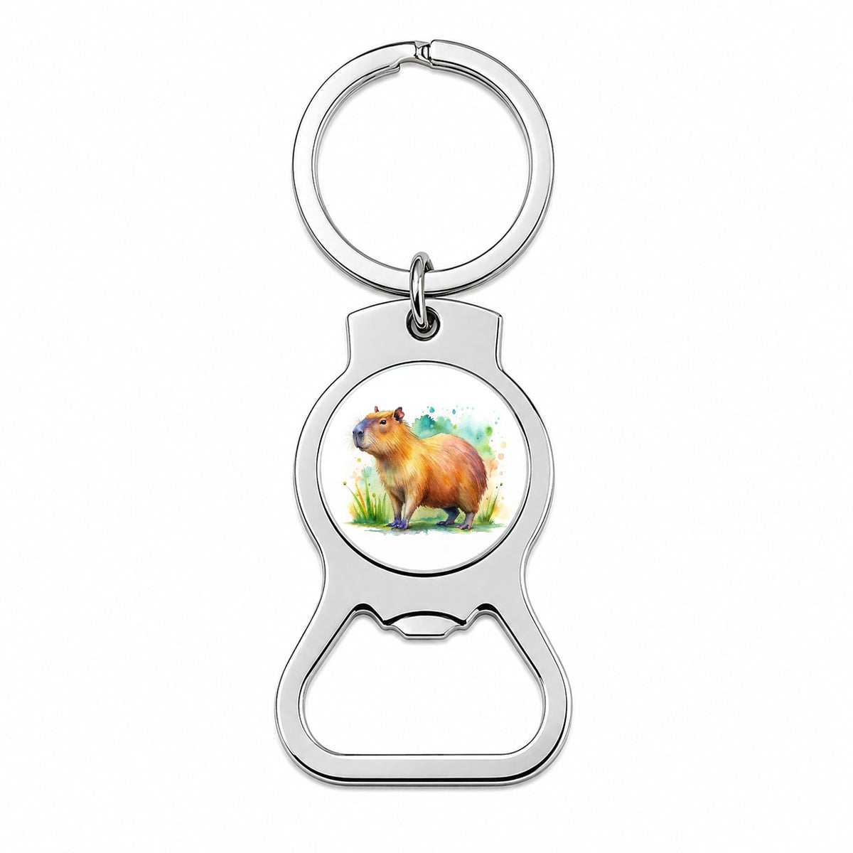 Capybara Watercolor Bottle Opener Keychain