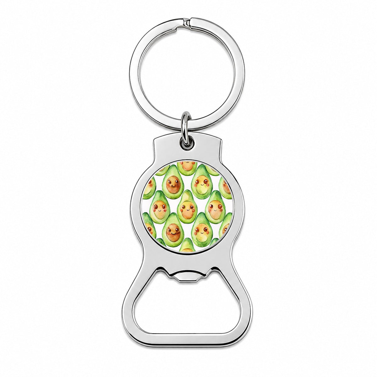Cute Avocado Faces Watercolor Bottle Opener Keychain