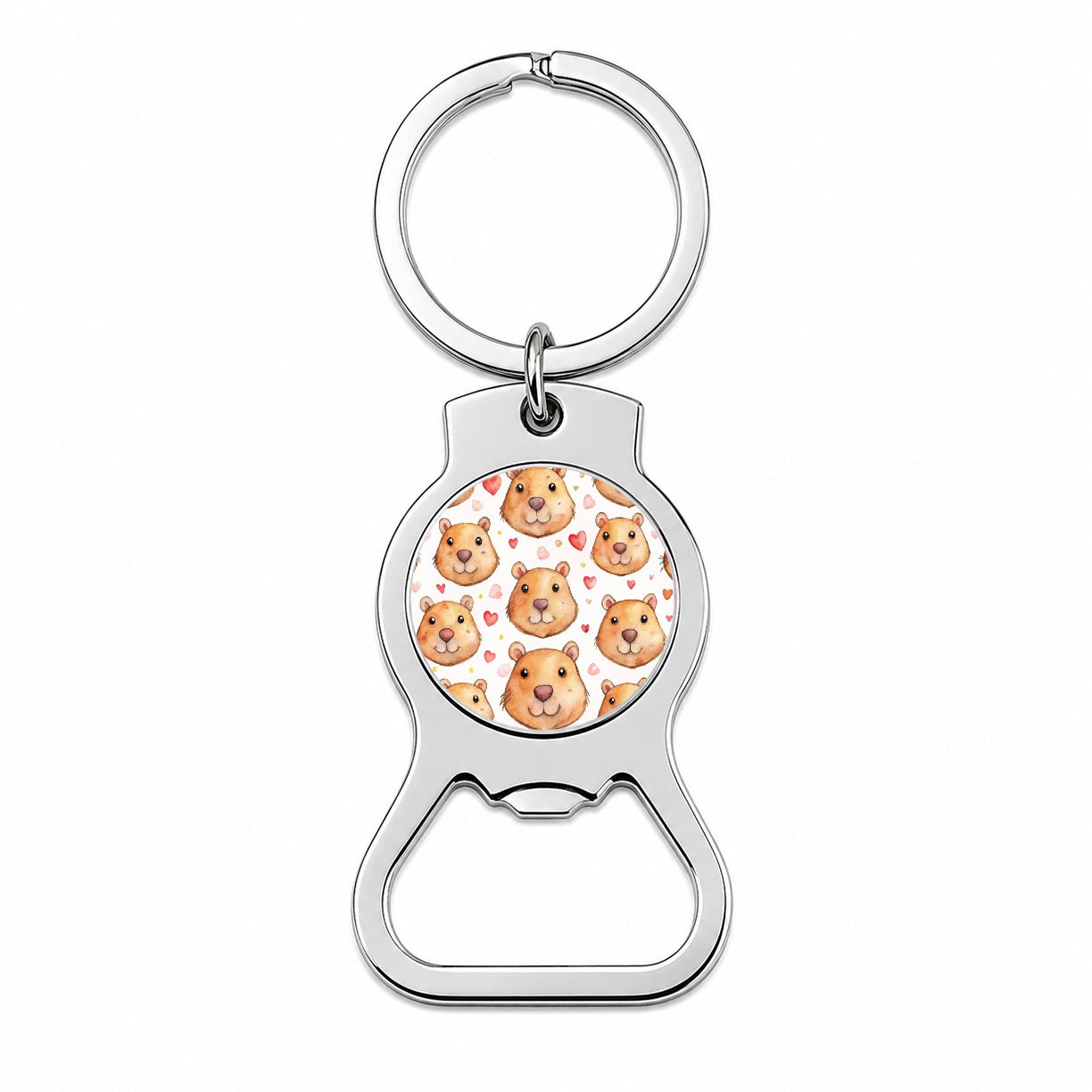 Cute Capybara Faces Hearts Bottle Opener Keychain