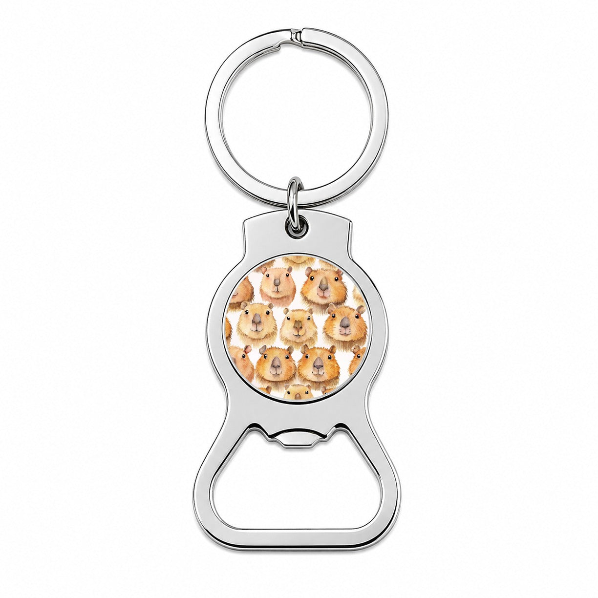 Cute Capybara Faces Watercolor Bottle Opener Keychain