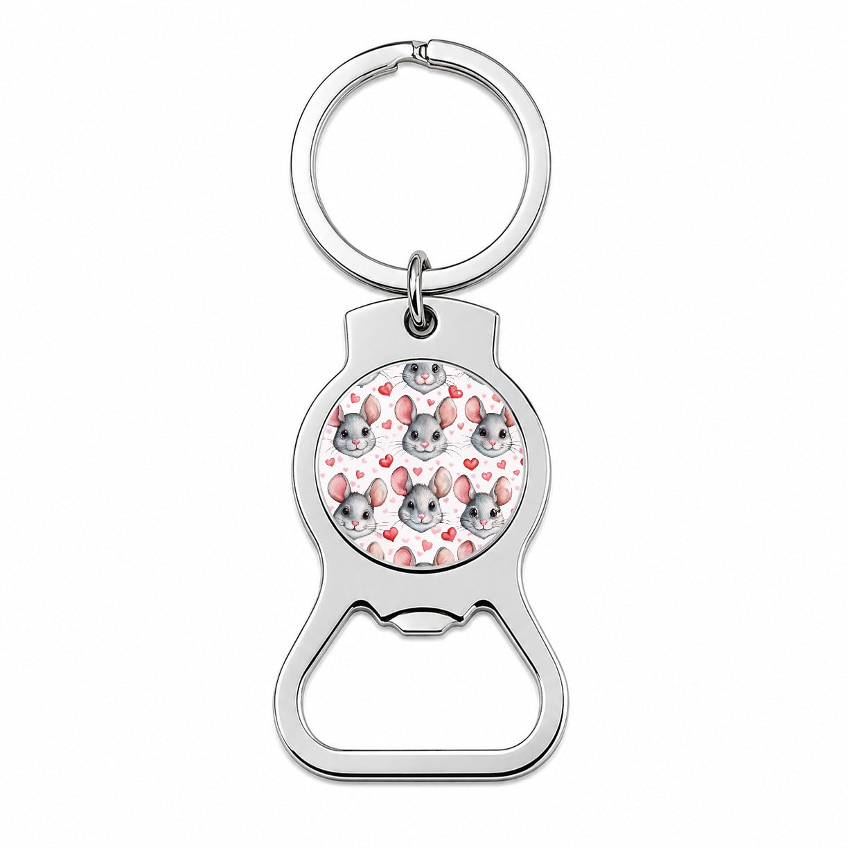 Cute Chinchilla Faces Hearts Bottle Opener Keychain