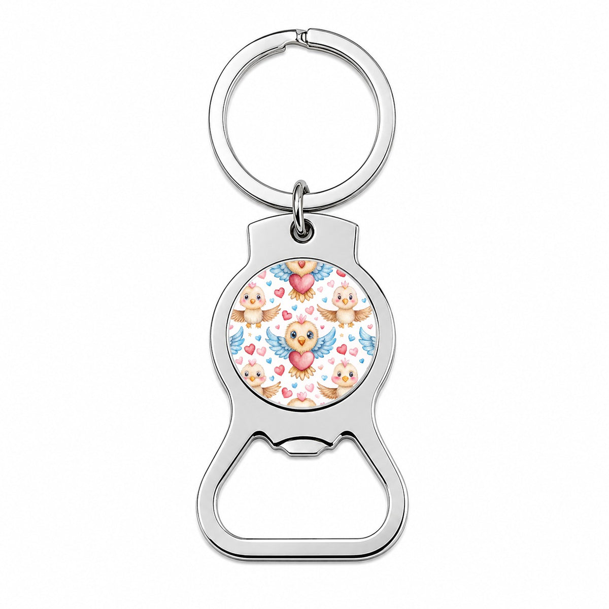 Cute Eagles Hearts Watercolor Bottle Opener Keychain