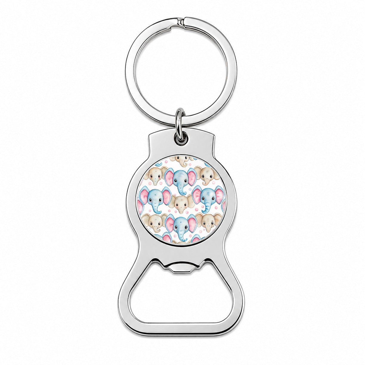 Cute Elephant Faces Watercolor Bottle Opener Keychain