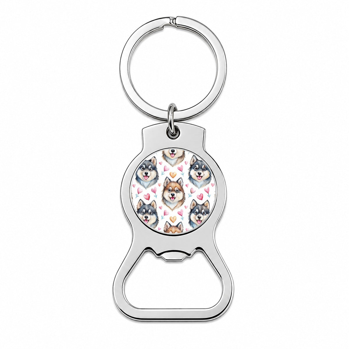 Cute Finnish Lapphund Dog Faces Bottle Opener Keychain