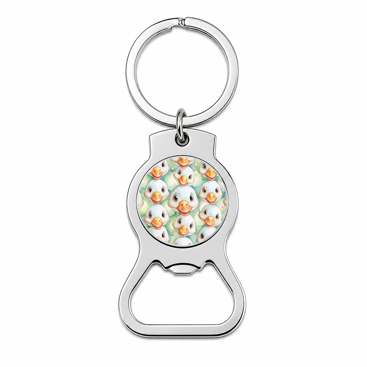 Cute Geese Faces Watercolor Bottle Opener Keychain