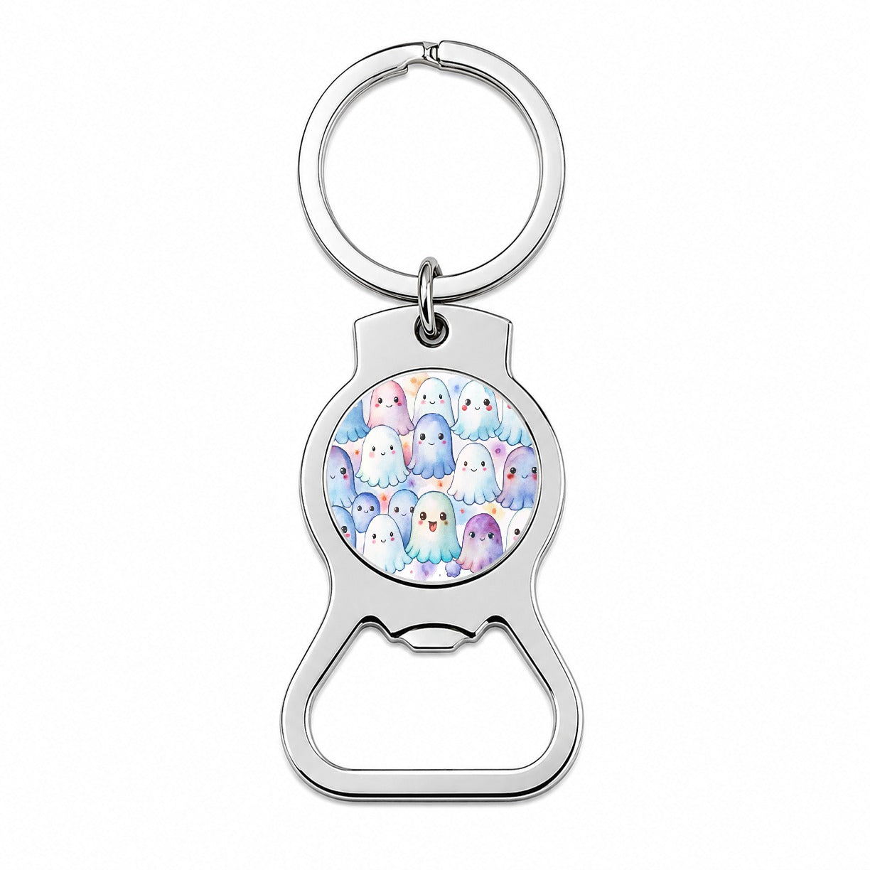 Cute Ghosts Watercolor Bottle Opener Keychain