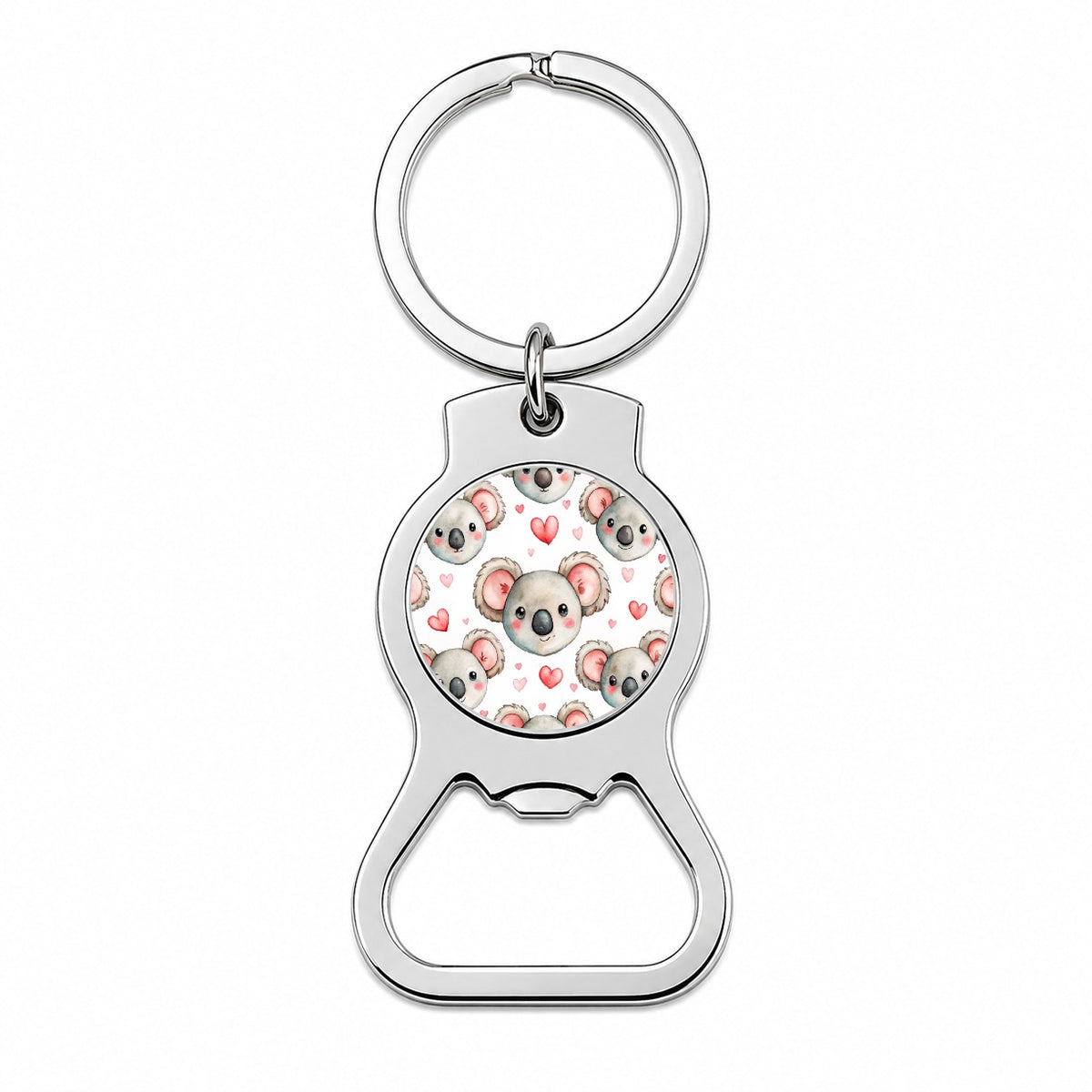 Cute Koala Bears Faces Hearts Bottle Opener Keychain