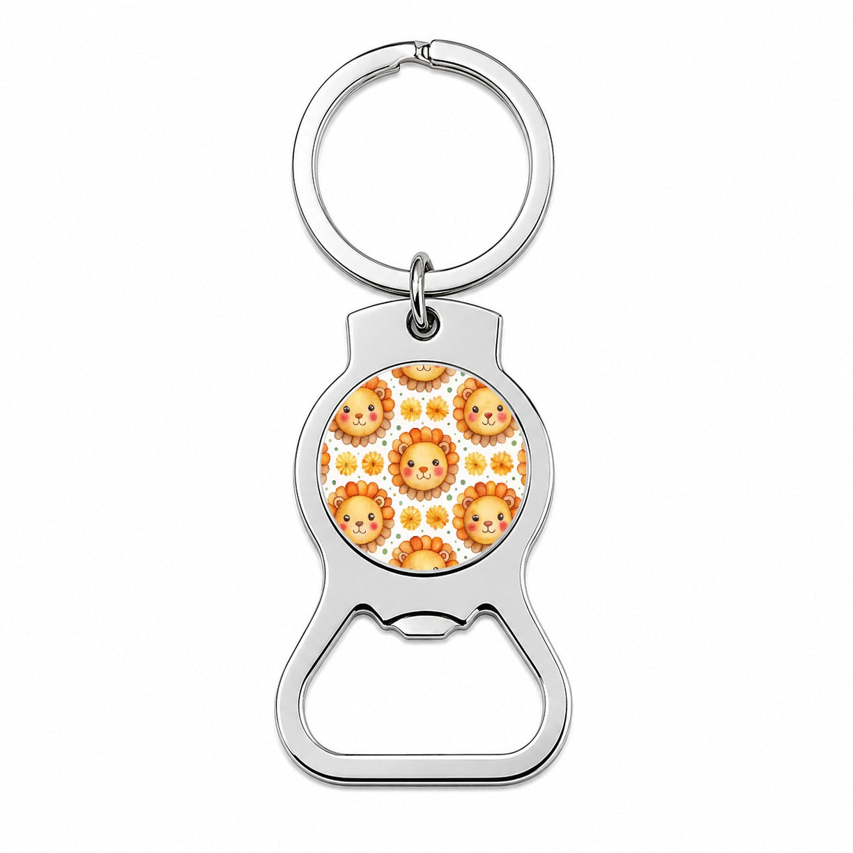 Cute Lion Faces Watercolor Bottle Opener Keychain