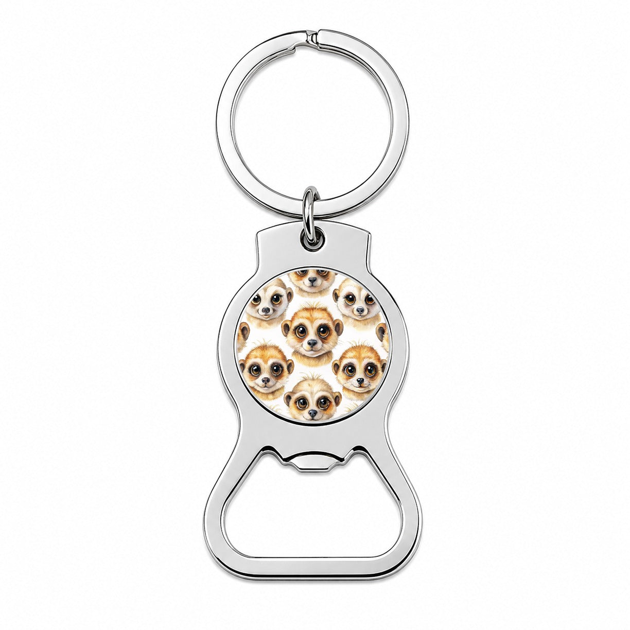 Cute Meerkat Faces Watercolor Bottle Opener Keychain