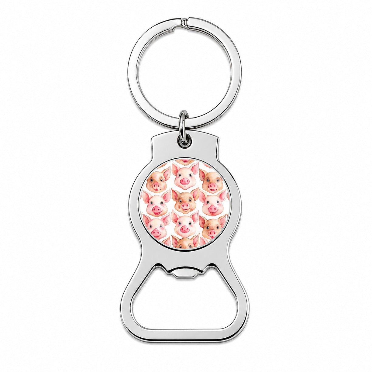 Cute Pig Faces Watercolor Bottle Opener Keychain