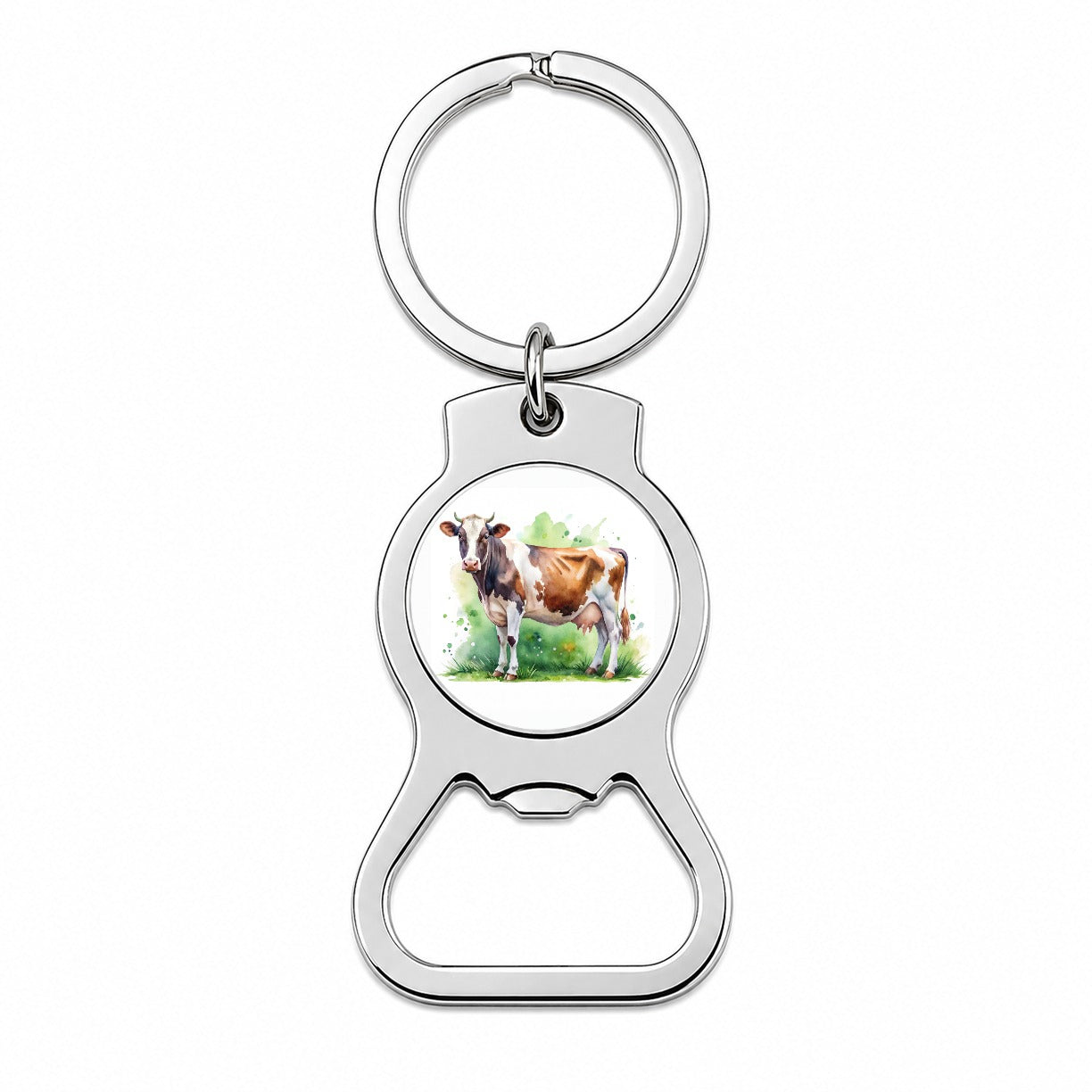 Dairy Cow Watercolor Bottle Opener Keychain