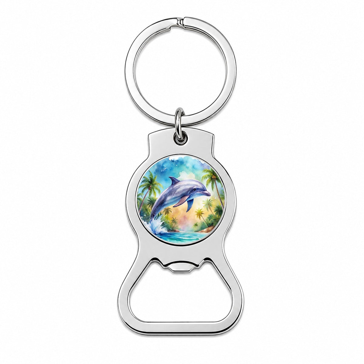 Dolphin Tropical Watercolor Design Bottle Opener Keychain