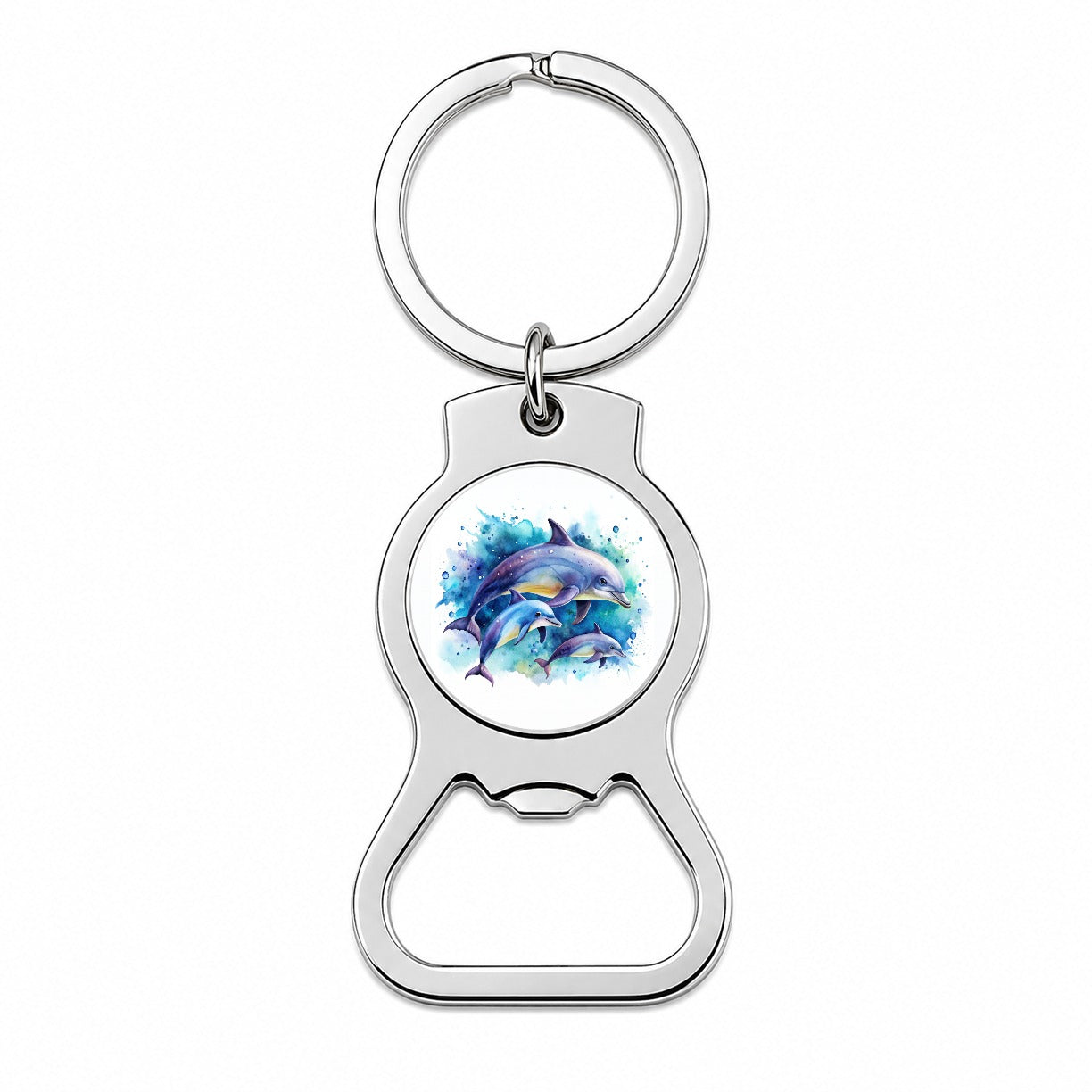 Dolphins Family Watercolor Design Bottle Opener Keychain