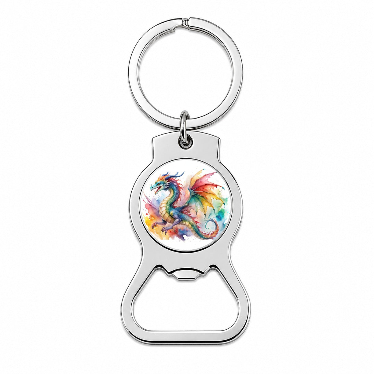 Dragon Watercolor Design Bottle Opener Keychain