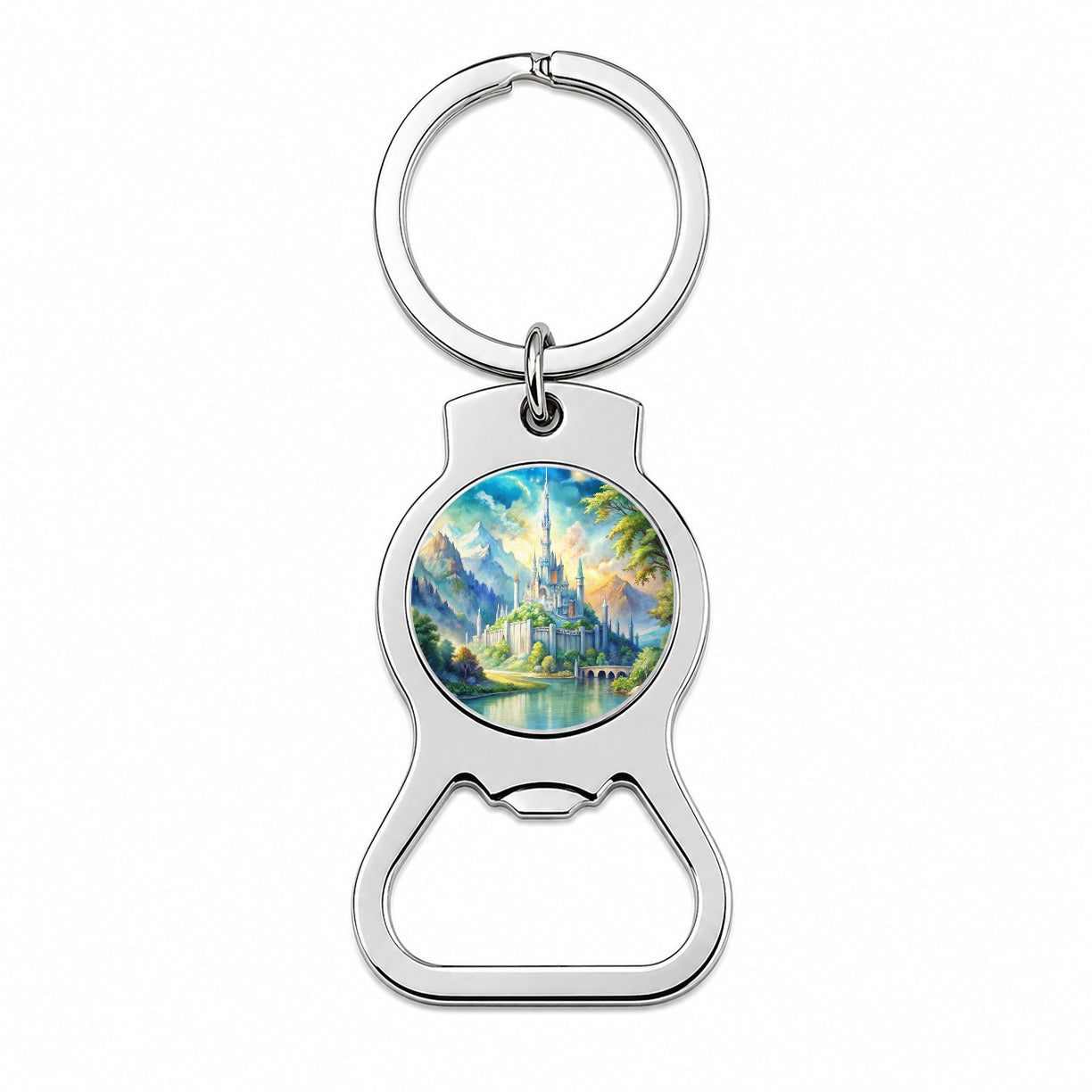 Elves Fantasy Kingdom Watercolor Design Bottle Opener Keychain