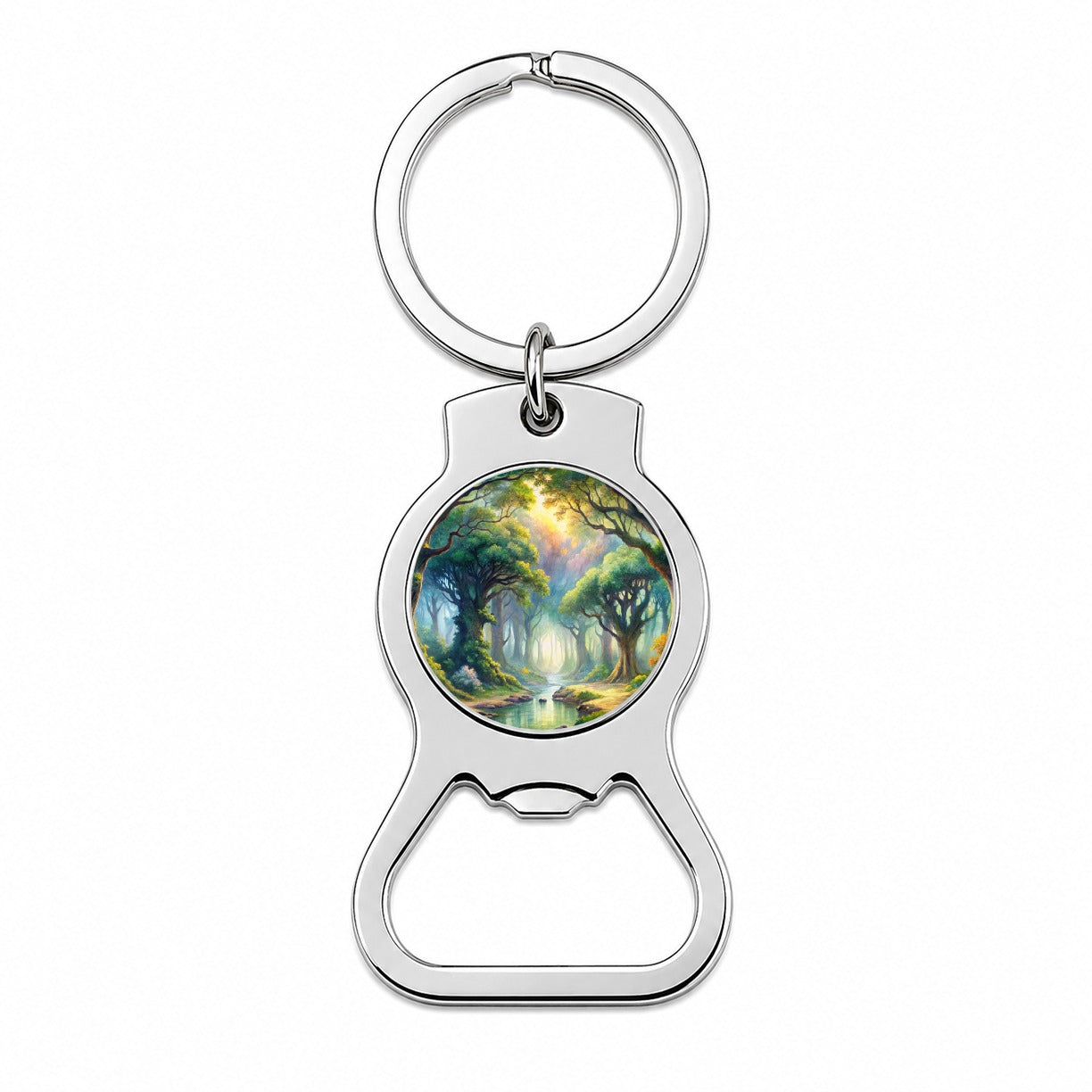 Elvish Elves Forest Fantasy Watercolor Design Bottle Opener Keychain