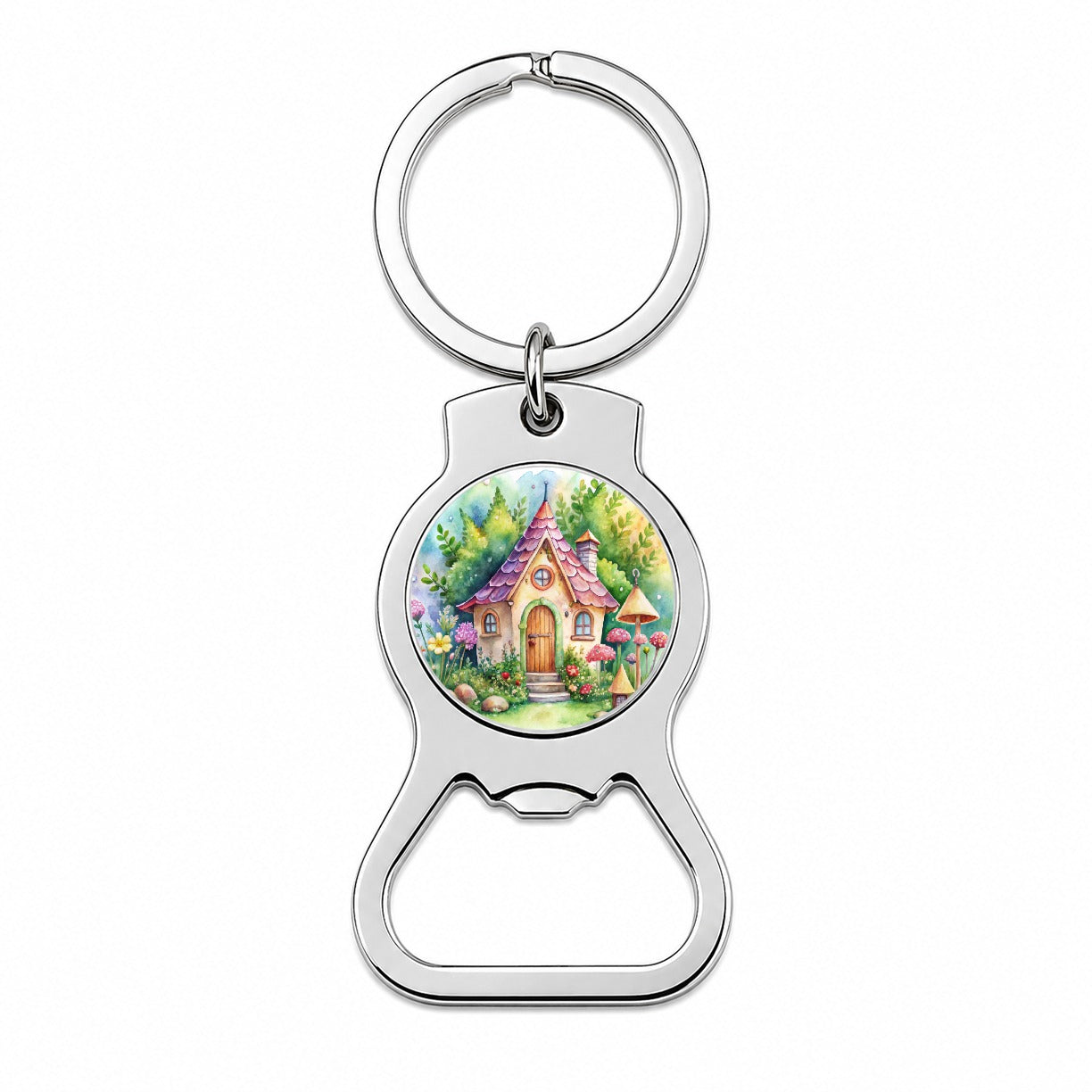 Fairy House Watercolor Adorable Bottle Opener Keychain