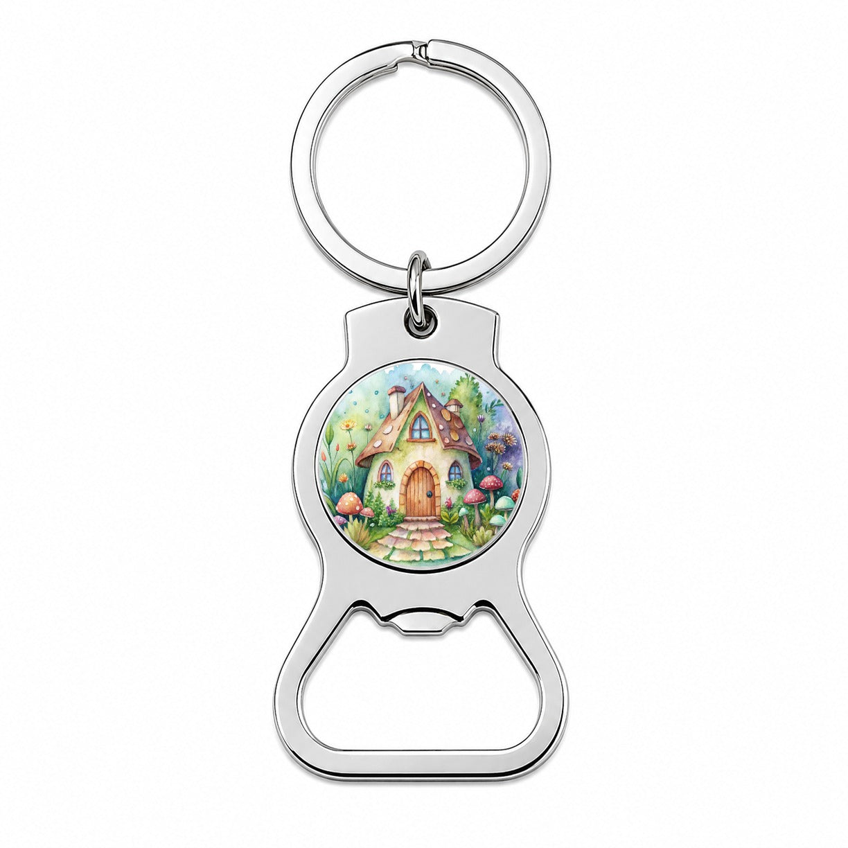 Fairy House Watercolor Bottle Opener Keychain
