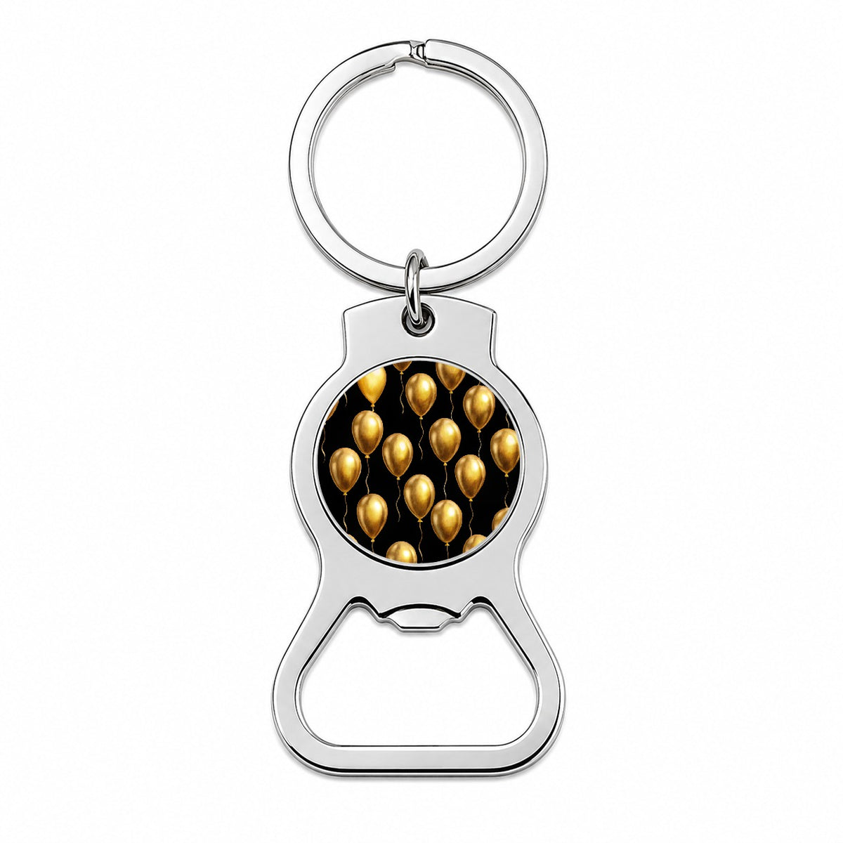 Gold Balloons Black Background Birthday Anniversary Bottle Opener Keychain