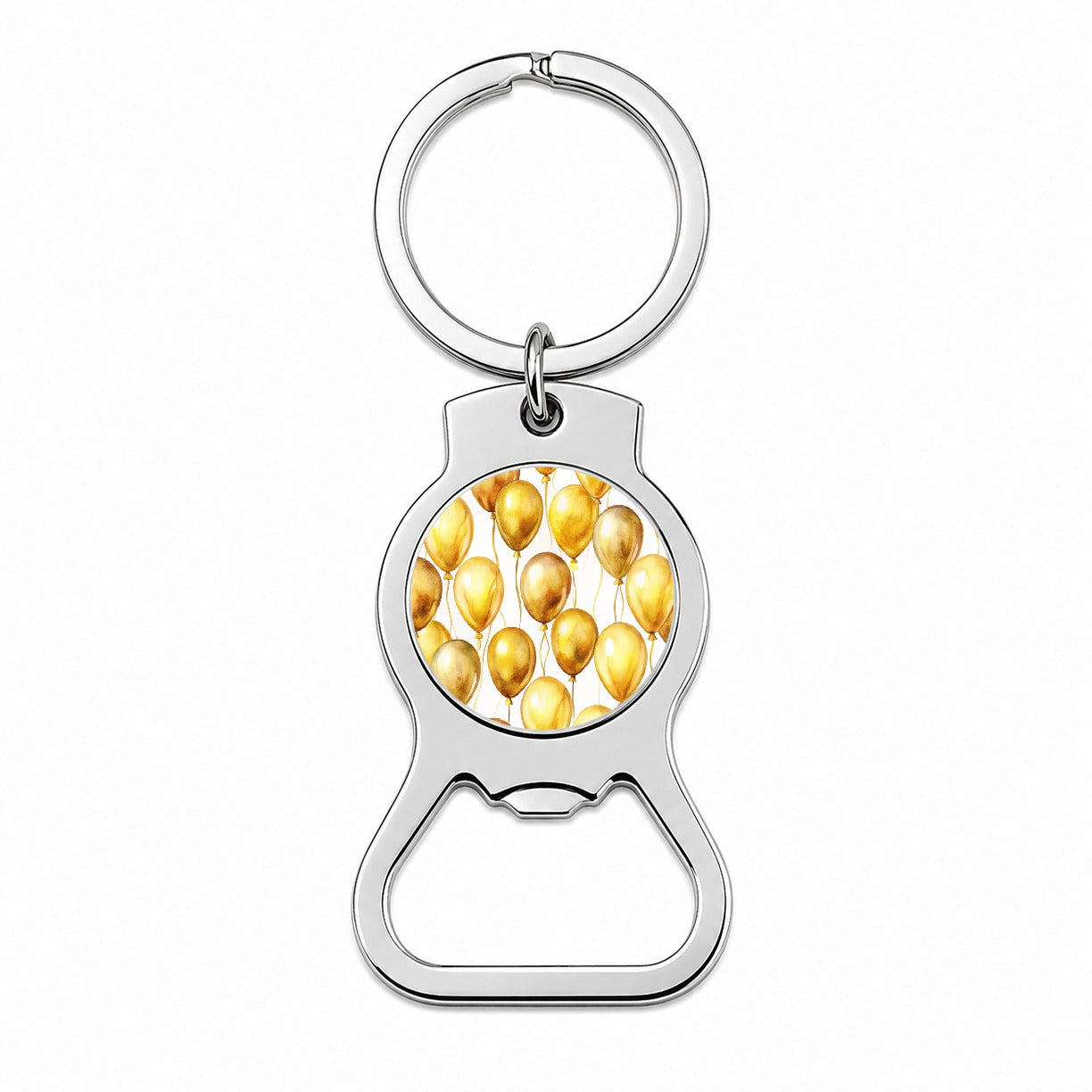 Gold Balloons Watercolor Birthday Anniversary Bottle Opener Keychain