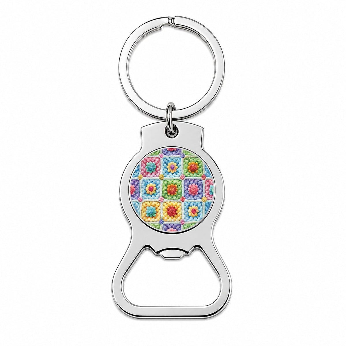 Granny Square Crochet Crocheting Pattern Watercolor Bottle Opener Keychain