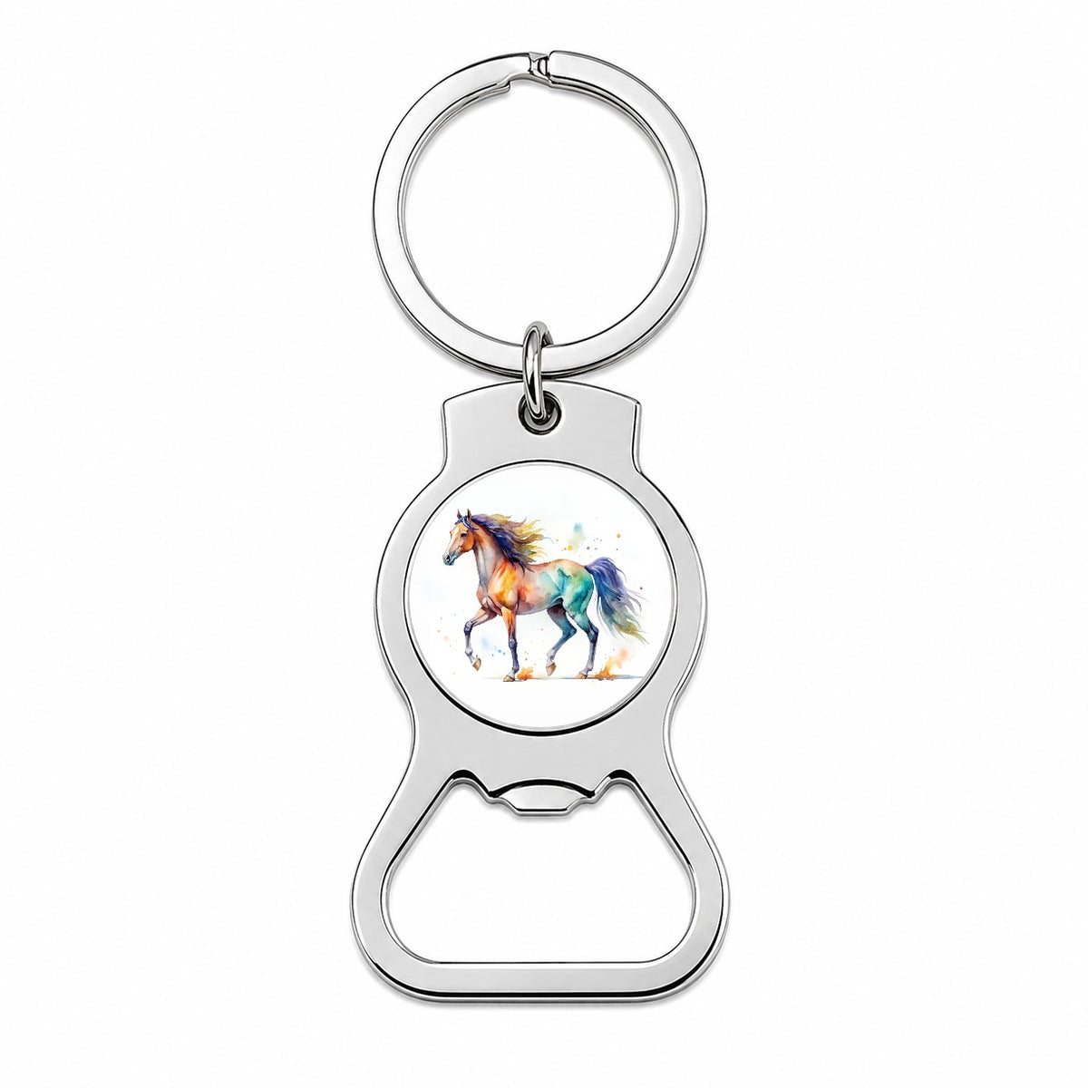 Horse Watercolor Design Bottle Opener Keychain