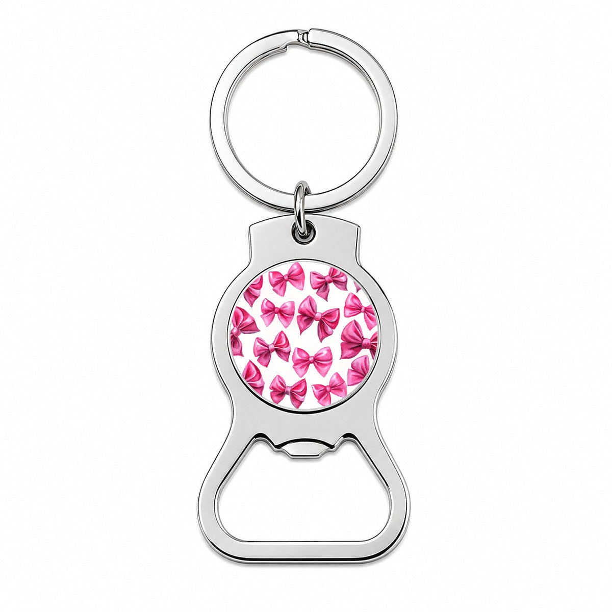 Hot Pink Scattered Coquette Bows Watercolor Bottle Opener Keychain