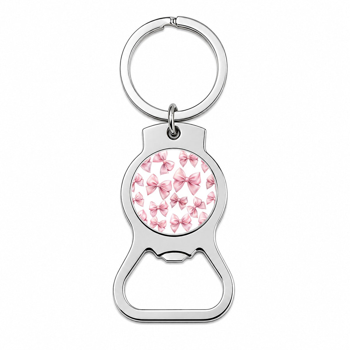 Light Pink Scattered Coquette Bows Watercolor Bottle Opener Keychain