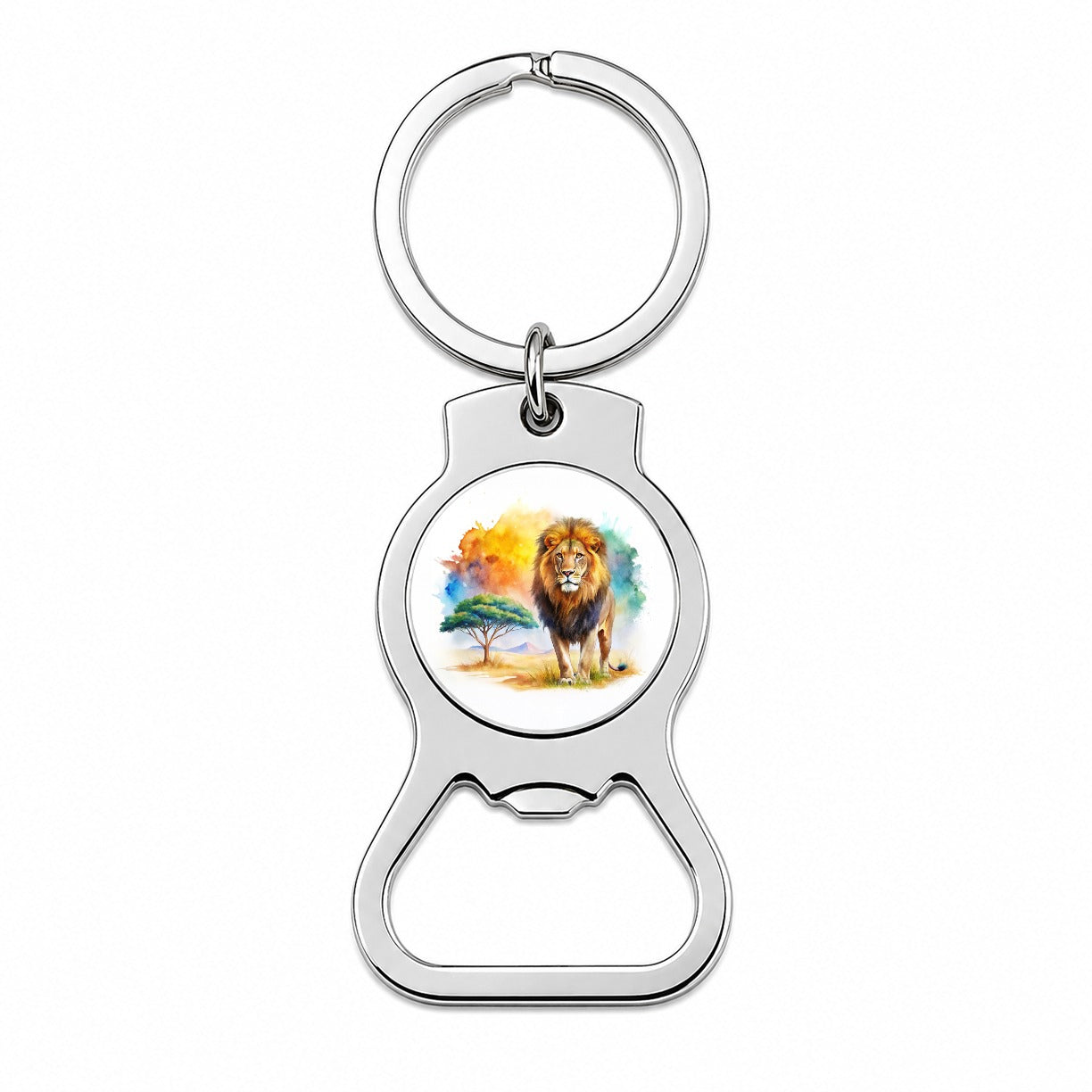 Lion African Plain Beautiful Watercolor Bottle Opener Keychain