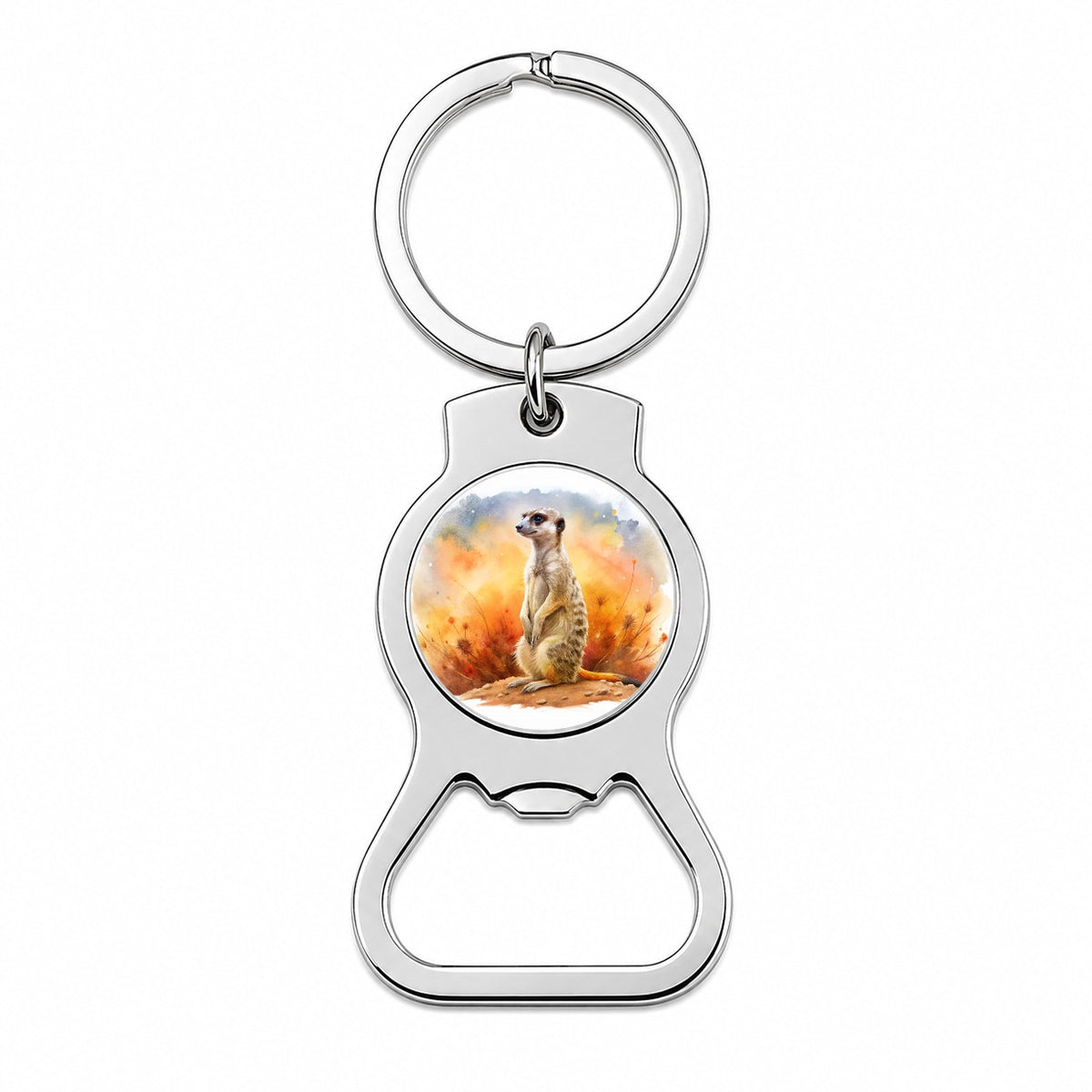 Meerkat African Plain Beautiful Watercolor Bottle Opener Keychain