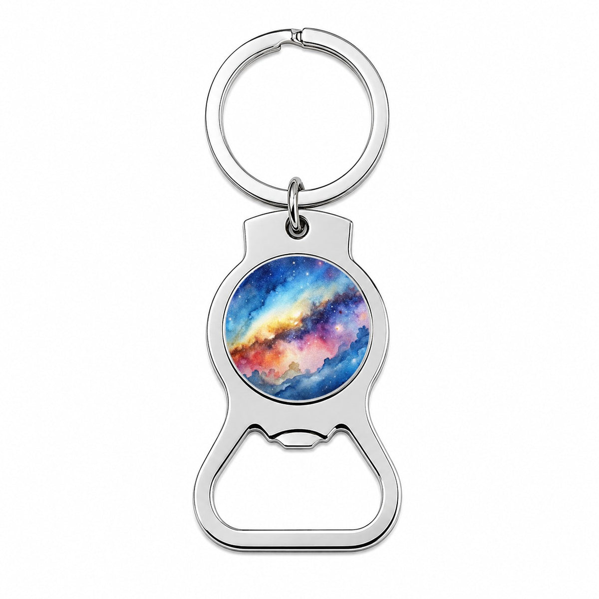 Milky Way Space Watercolor Design Stars Bottle Opener Keychain