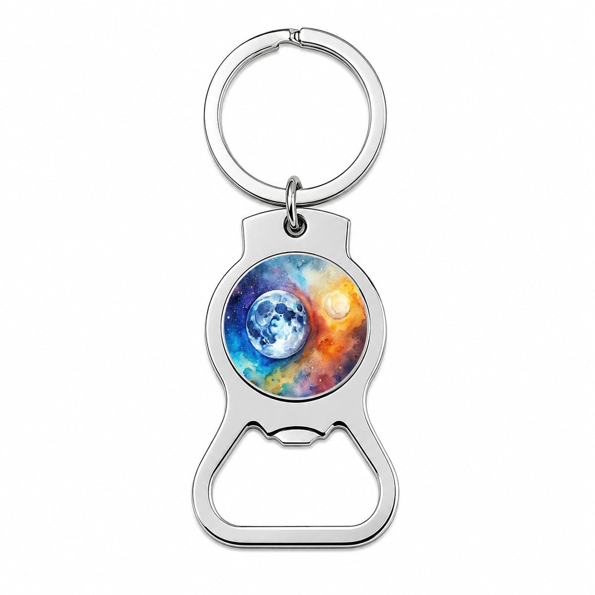 Moon Space Watercolor Design Astronomy Bottle Opener Keychain