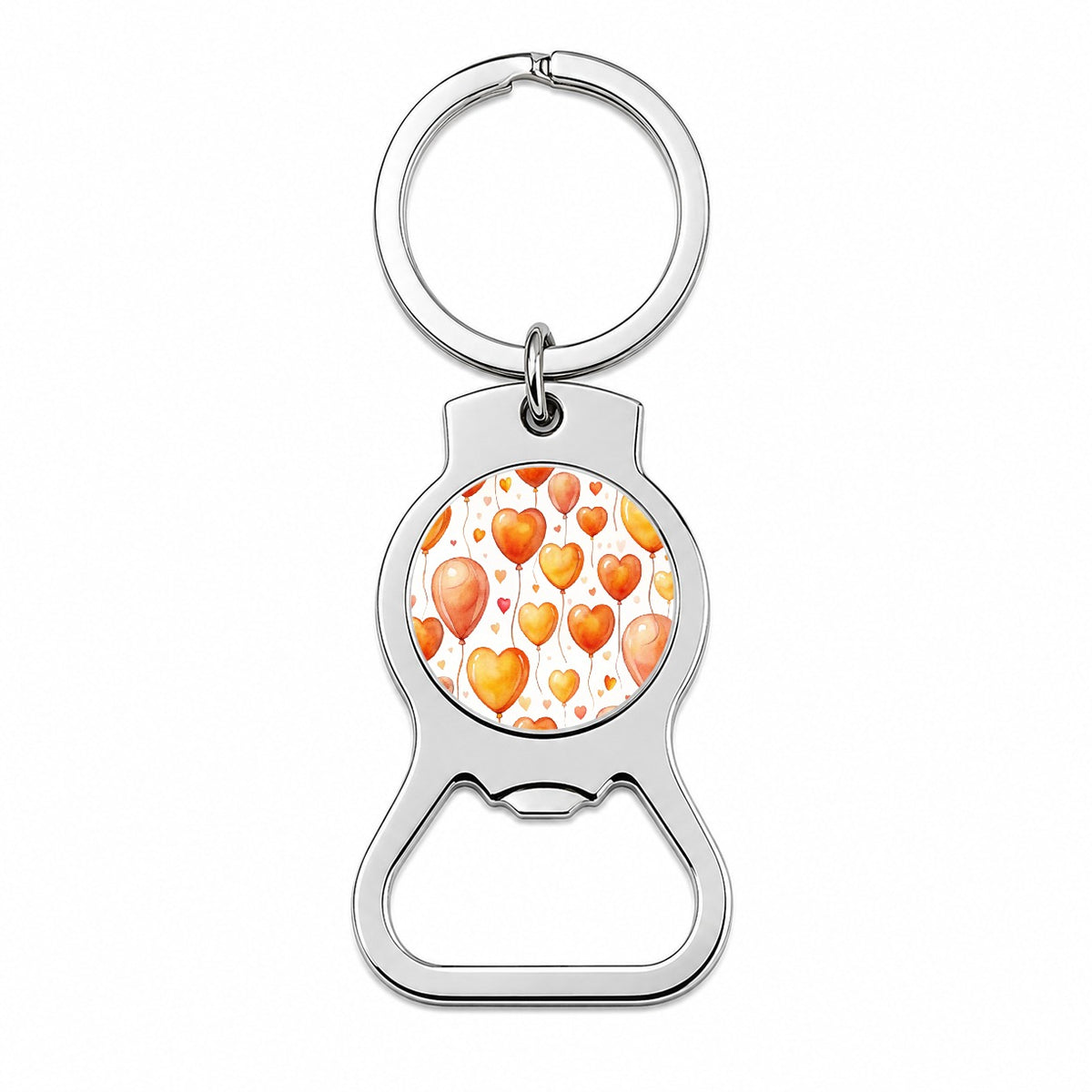 Orange Balloons Hearts Watercolor Birthday Bottle Opener Keychain